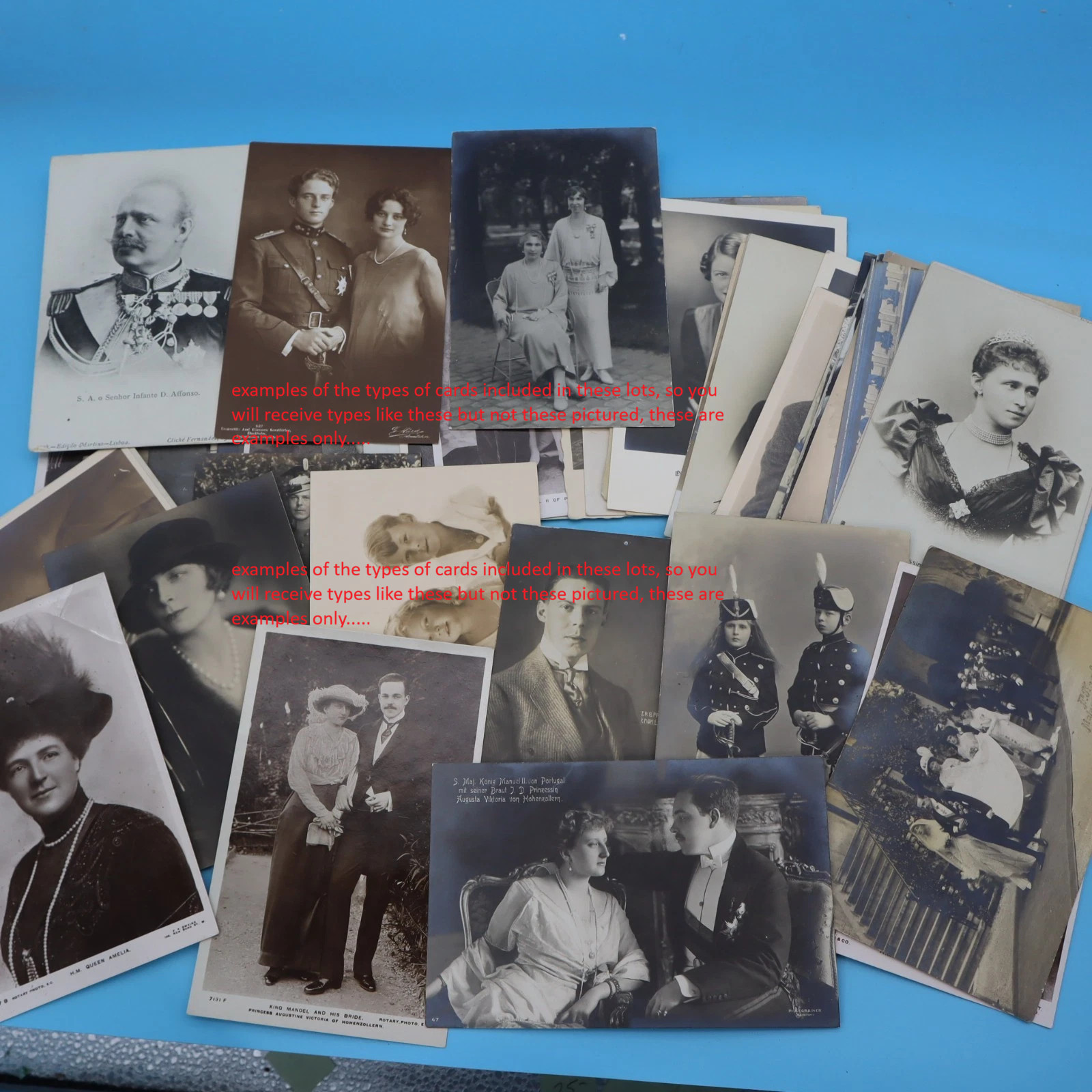 ORIGINAL ROYALTY LOT OF 200 diff POSTCARDS 1900's-1940s -MOST HAVE DESCRIPTIONS