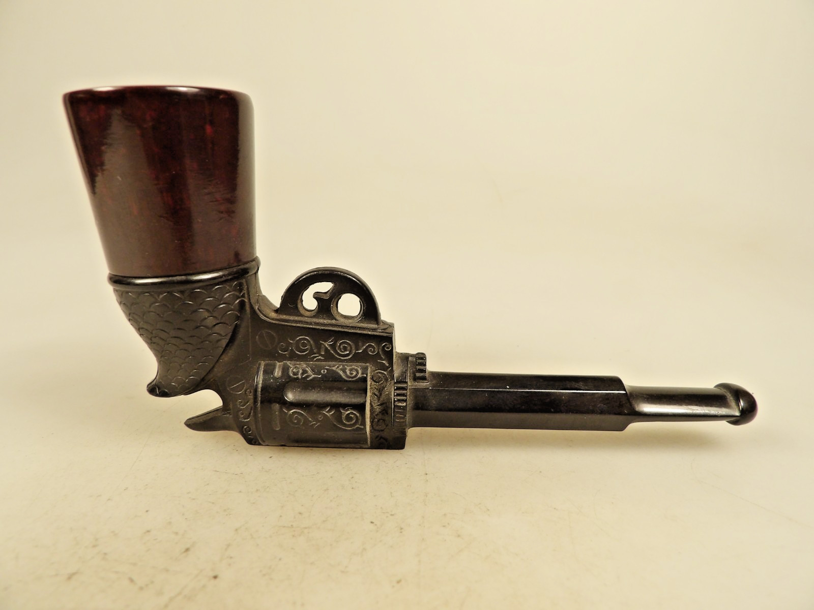 Rare New Old Stock Antique Colt Pistol Gutta Percha Smoking Pipe Brylon Bowl Mad