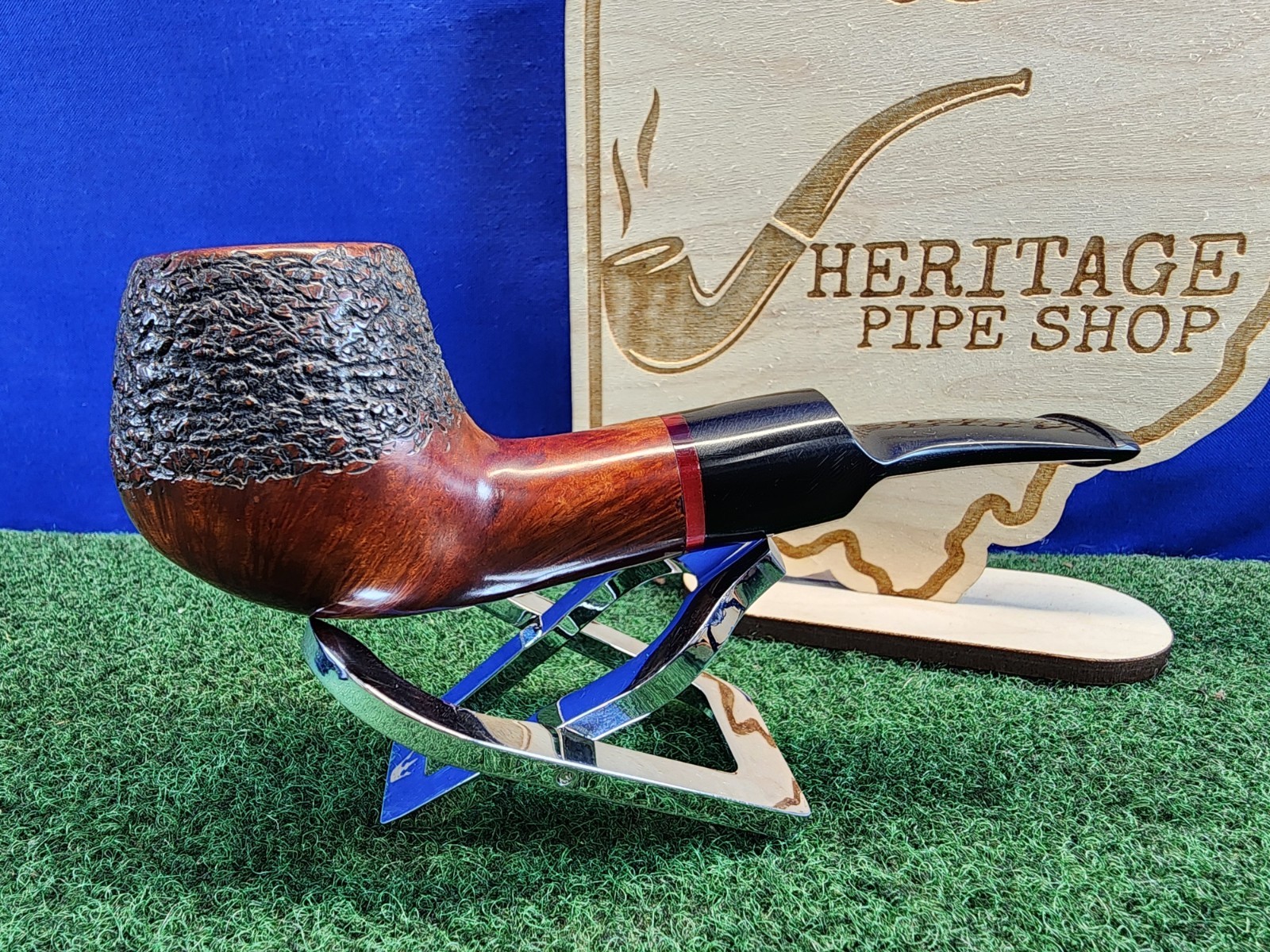 Ranz Freehand Handmade Artisan Curved Author Partial Rustic Briar Pipe, Unsmoked