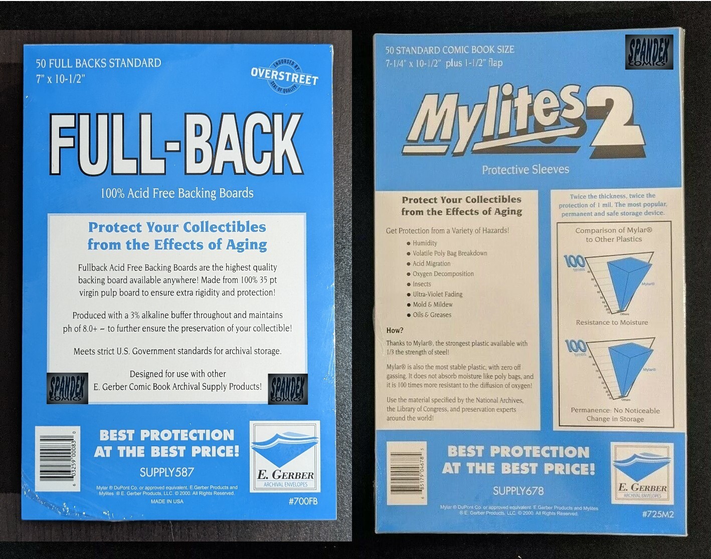 50 - E. Gerber Standard Comic Mylites 2 & 35 PT Full-Backs 725M2 700FB Set of 50 50 - E. Gerber Standard Comic Mylites 2 & 35 PT Full-Backs 725M2 700FB Set of 50