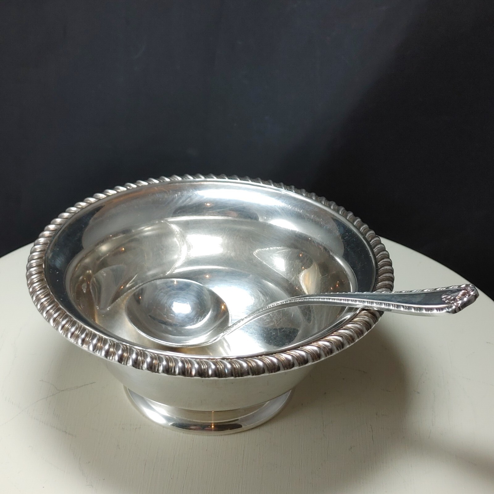 Vtg Set of Birks Sauce Bowl with Birks Ladle Spoon Silver Plated Elegance R6