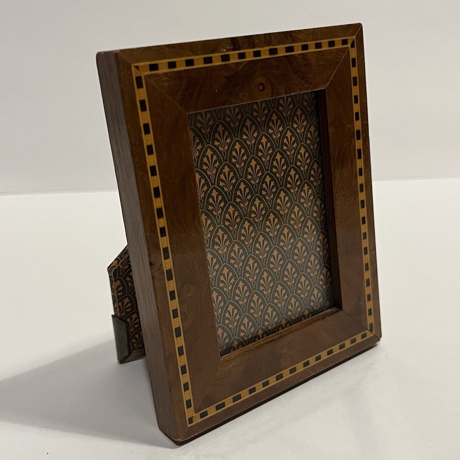 Dorvilliers Paris Burl Wood Striped Inlay Picture Frame Small Vintage Kickstand