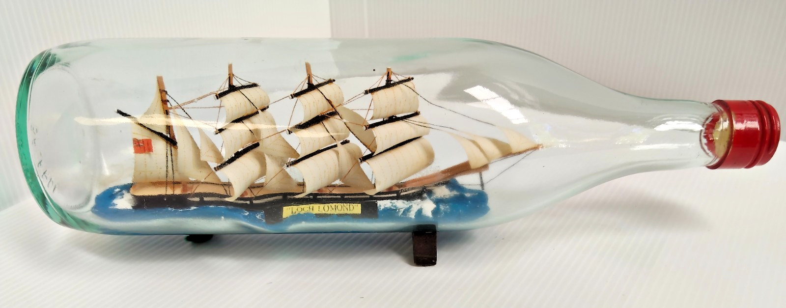Vintage Model Ship in a Bottle Loch Lomond Sailing Ship - Hand Home Made  -AF