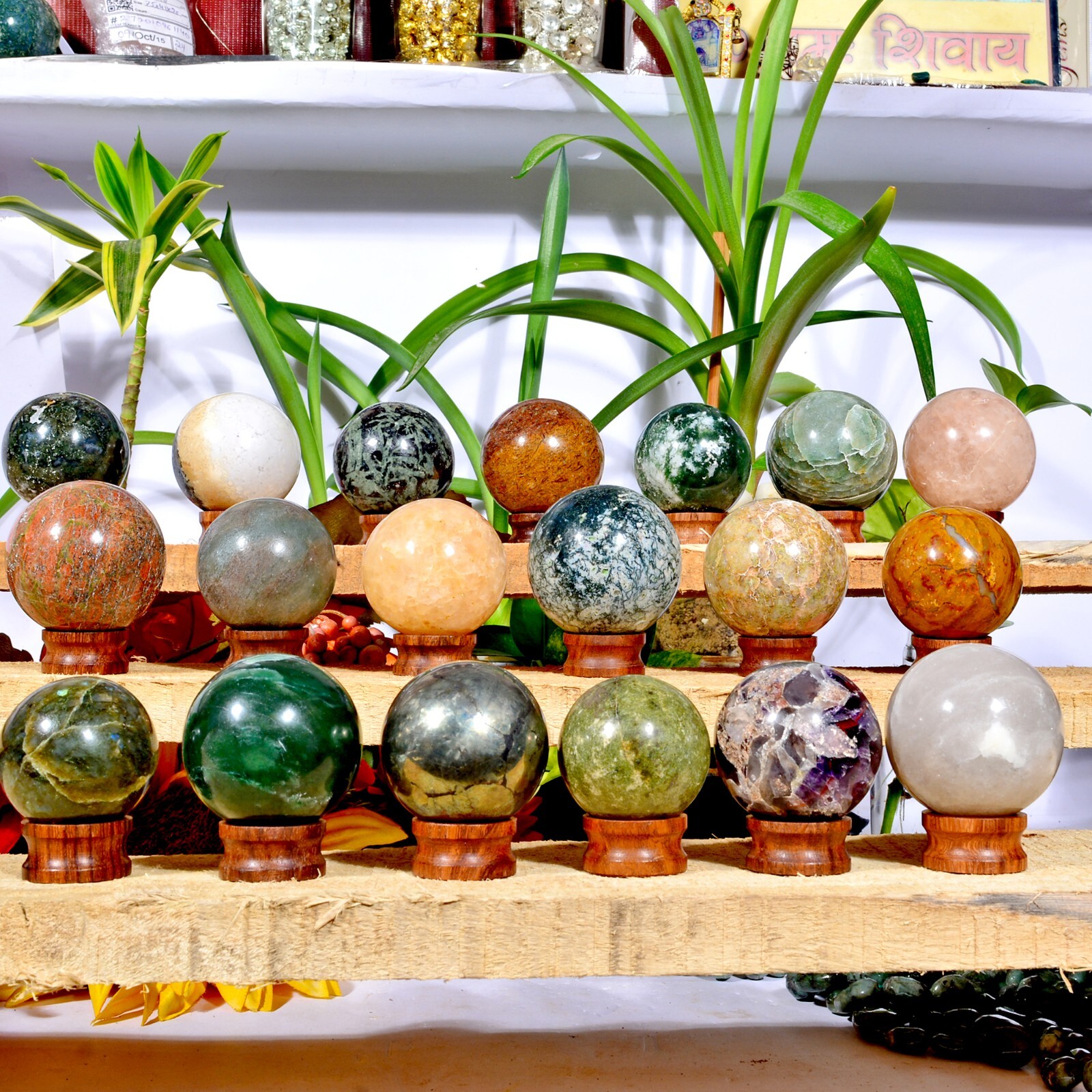2.9 Kg/19 Pcs Natural Multi Color Huge Gems Sphere Crystal Mineral Healing