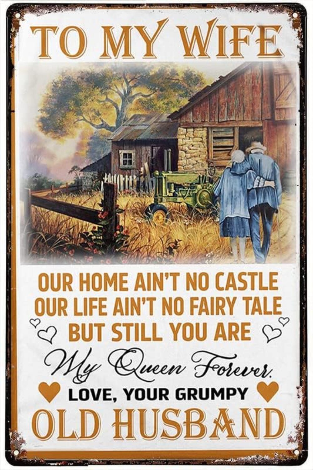 Father's Day Sign To My Wife You Are My Queen Forever Retro Metal Signs Plaque W
