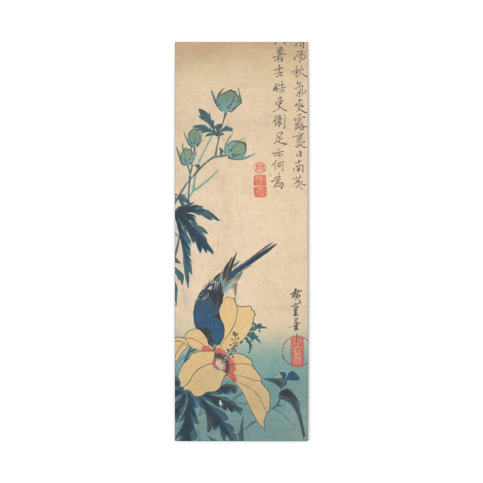 Utagawa Hiroshige - Hibiscus and Bluebird - ca. 1832 - Canvas Wall Art Utagawa Hiroshige - Hibiscus and Bluebird - ca. 1832 - Canvas Wall Art