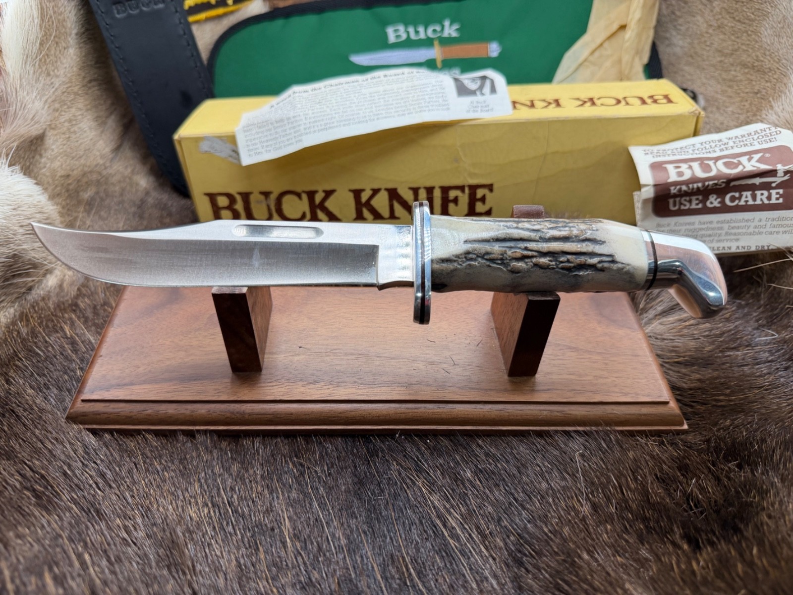 Buck 119 Special Knife 119 Sambar Stag Special Fixed Blade Knife Sheath Mint A1