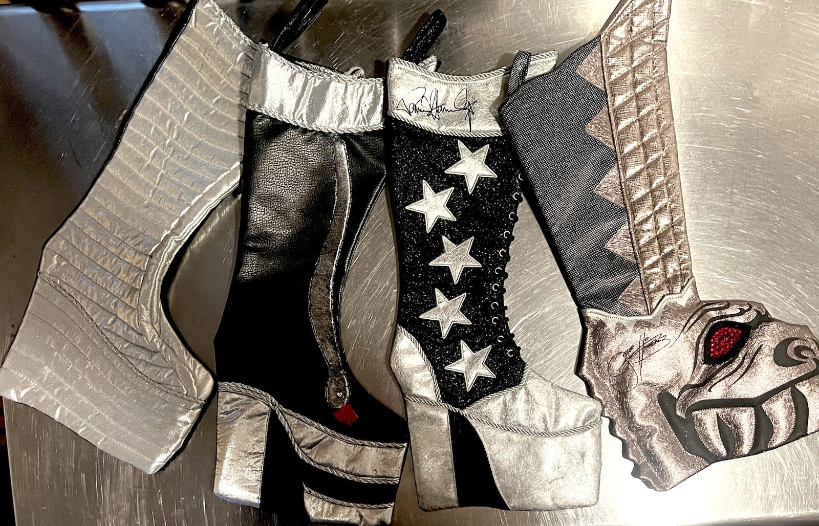 KISS CHRISTMAS STOCKINGS  Set Of 4.    2 Authentic, 2 Homemade
