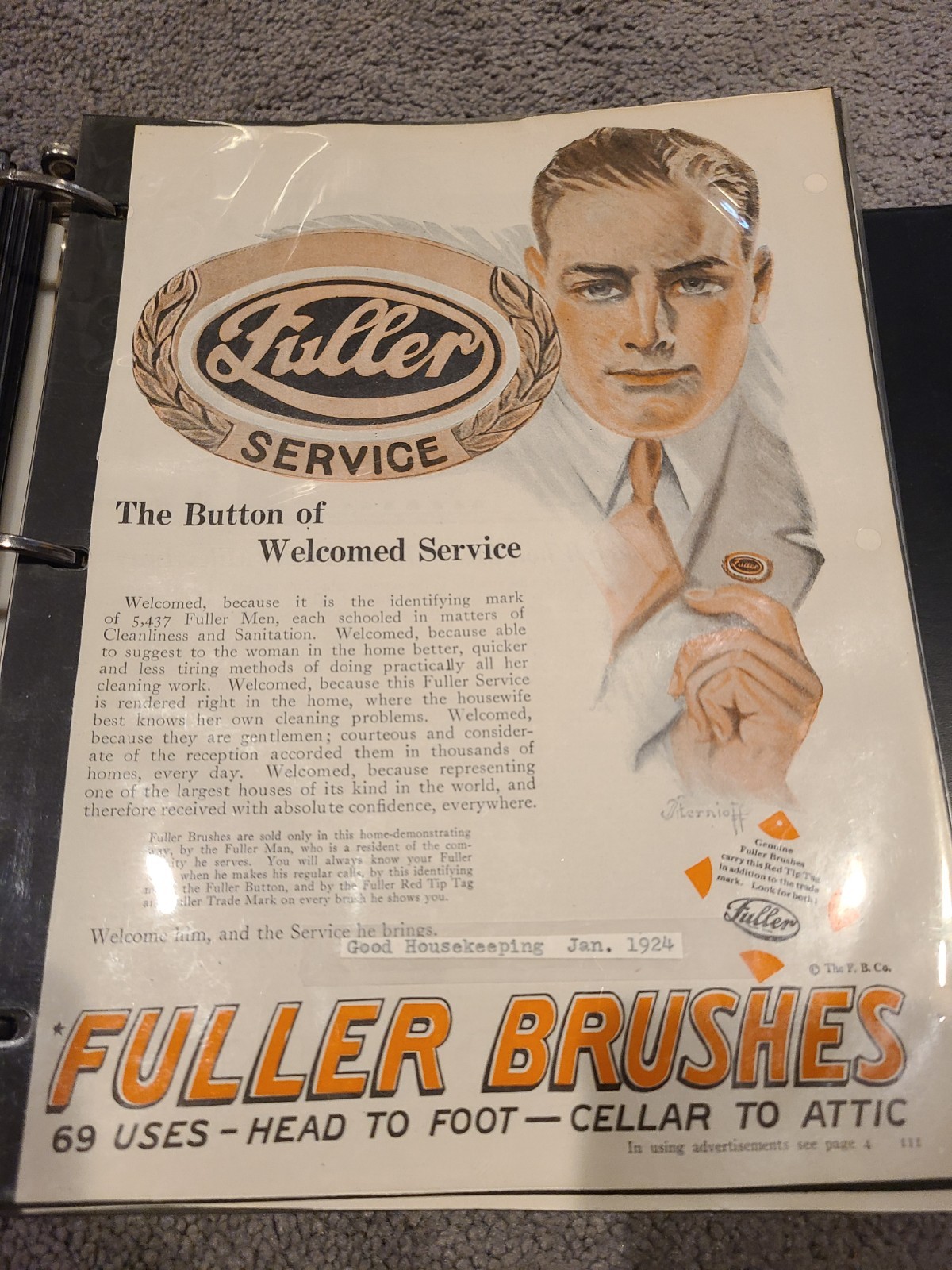 Vintage 1924 FULLER BRUSHES Service 1920's Print Ad