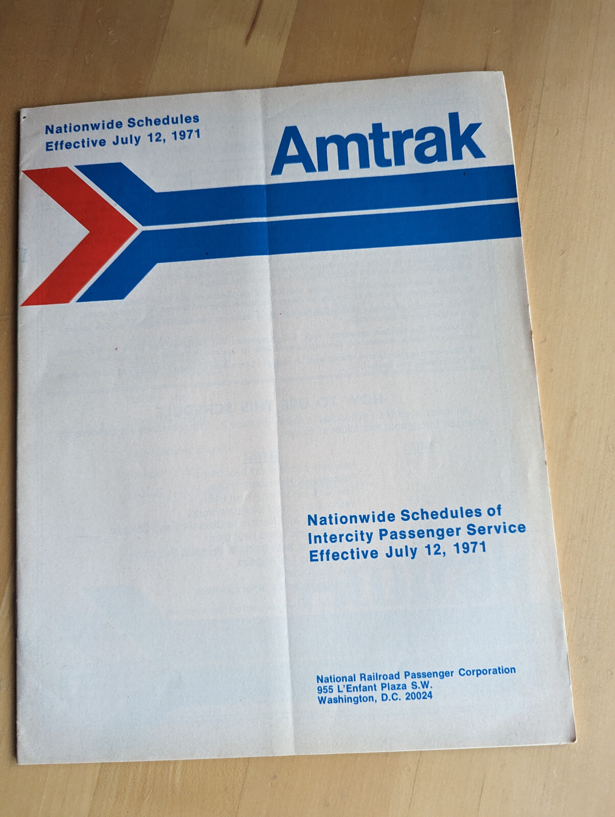 Amtrak National Timetable effective July 12, 1971