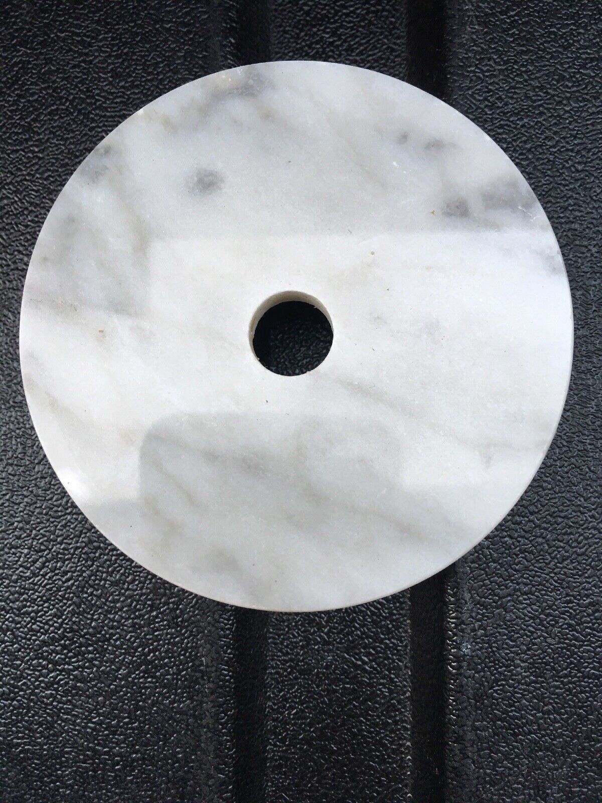 Vintage  Italian 3  1/2 “ White Round marble bases with side hole
