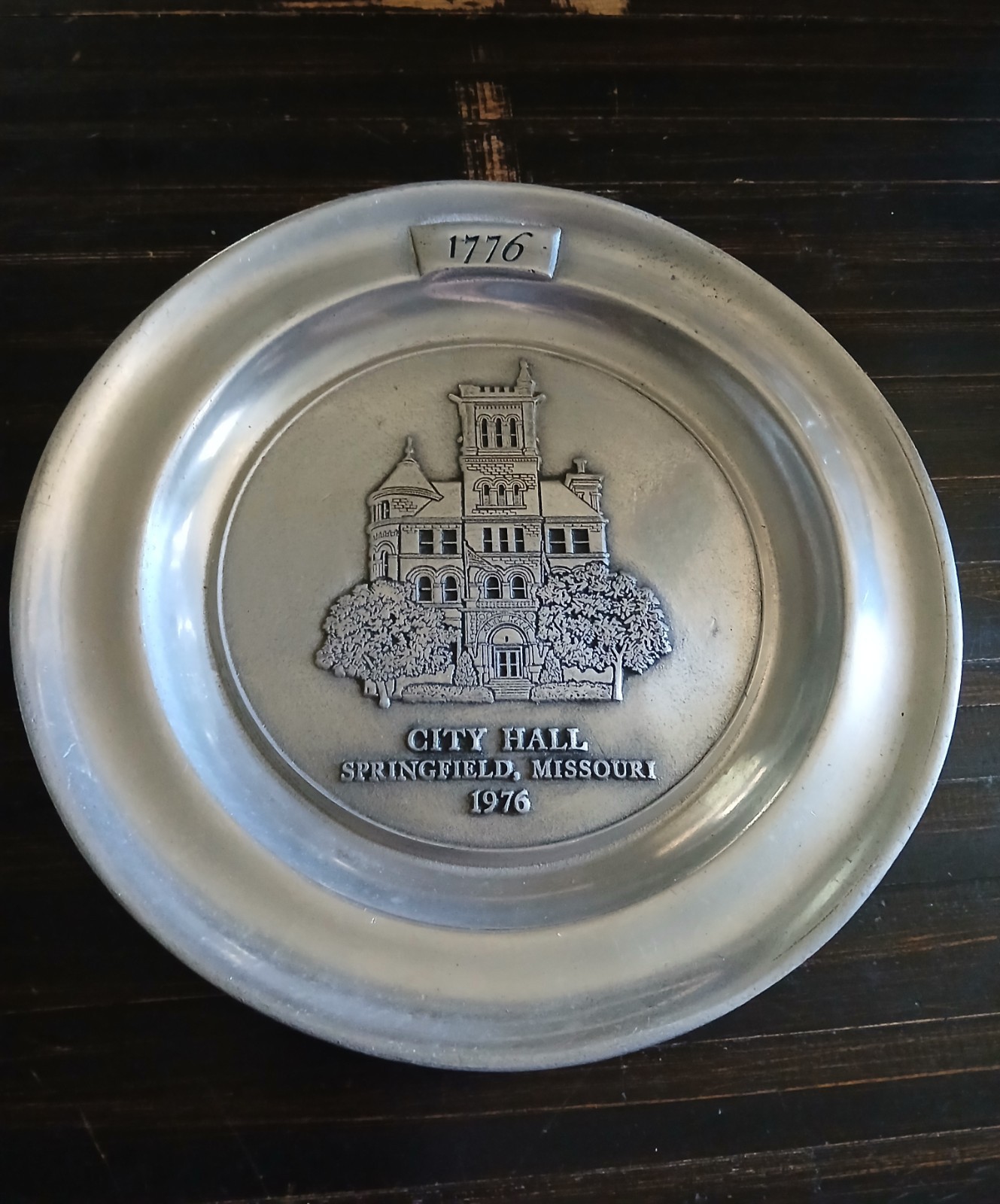 Vintage 1976 Springfield City Hall Pewter Plate Vintage 1976 Springfield City Hall Pewter Plate
