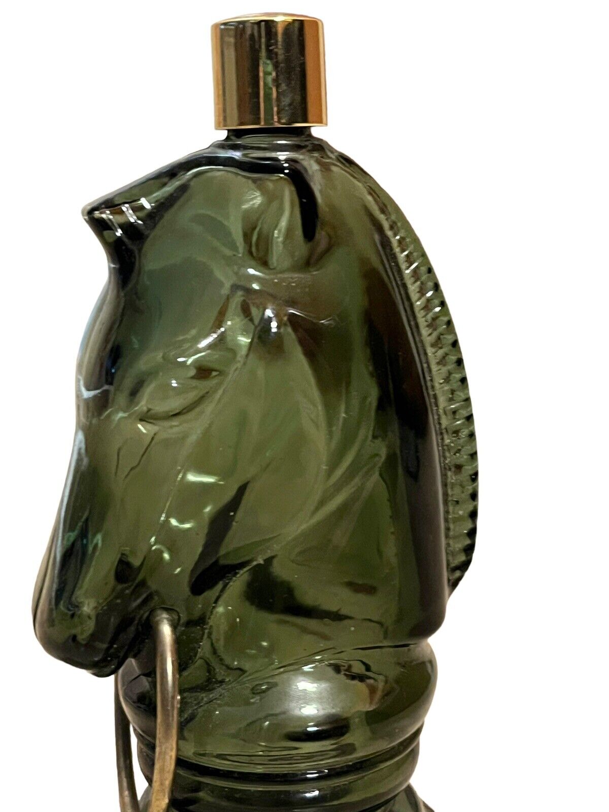 Vintage Avon Horse Head Green Glass Cologne Bottle **Empty Bottle**