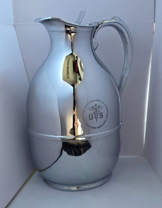 Vintage 1940s Thermos Model 2547 Chrome Vacuum Pitcher USPHS Medical Logo Vintage 1940s Thermos Model 2547 Chrome Vacuum Pitcher USPHS Medical Logo