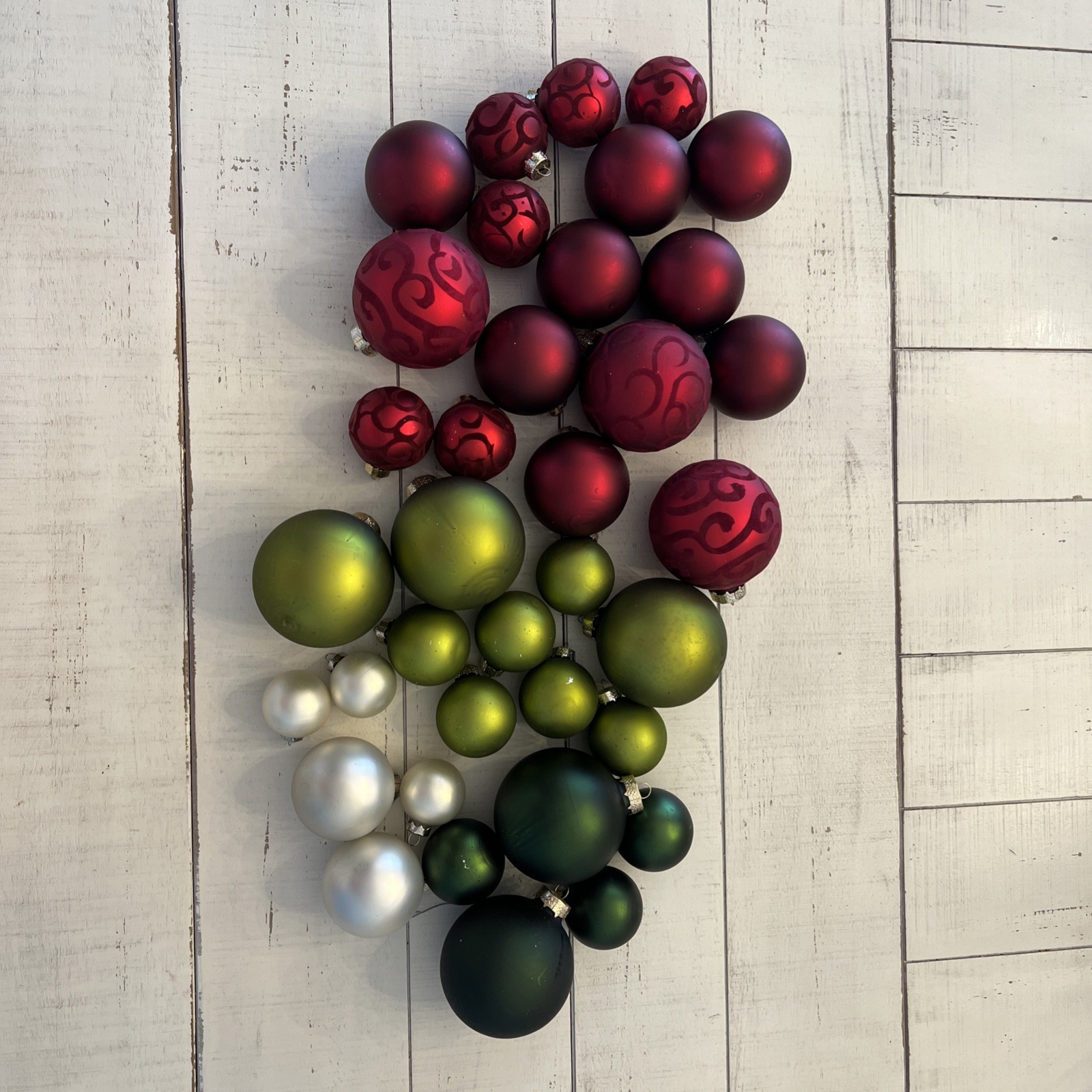 Vintage Glass Christmas Ornaments Red Green White Matte Some Velvet Set of 36 Vintage Glass Christmas Ornaments Red Green White Matte Some Velvet Set of 36