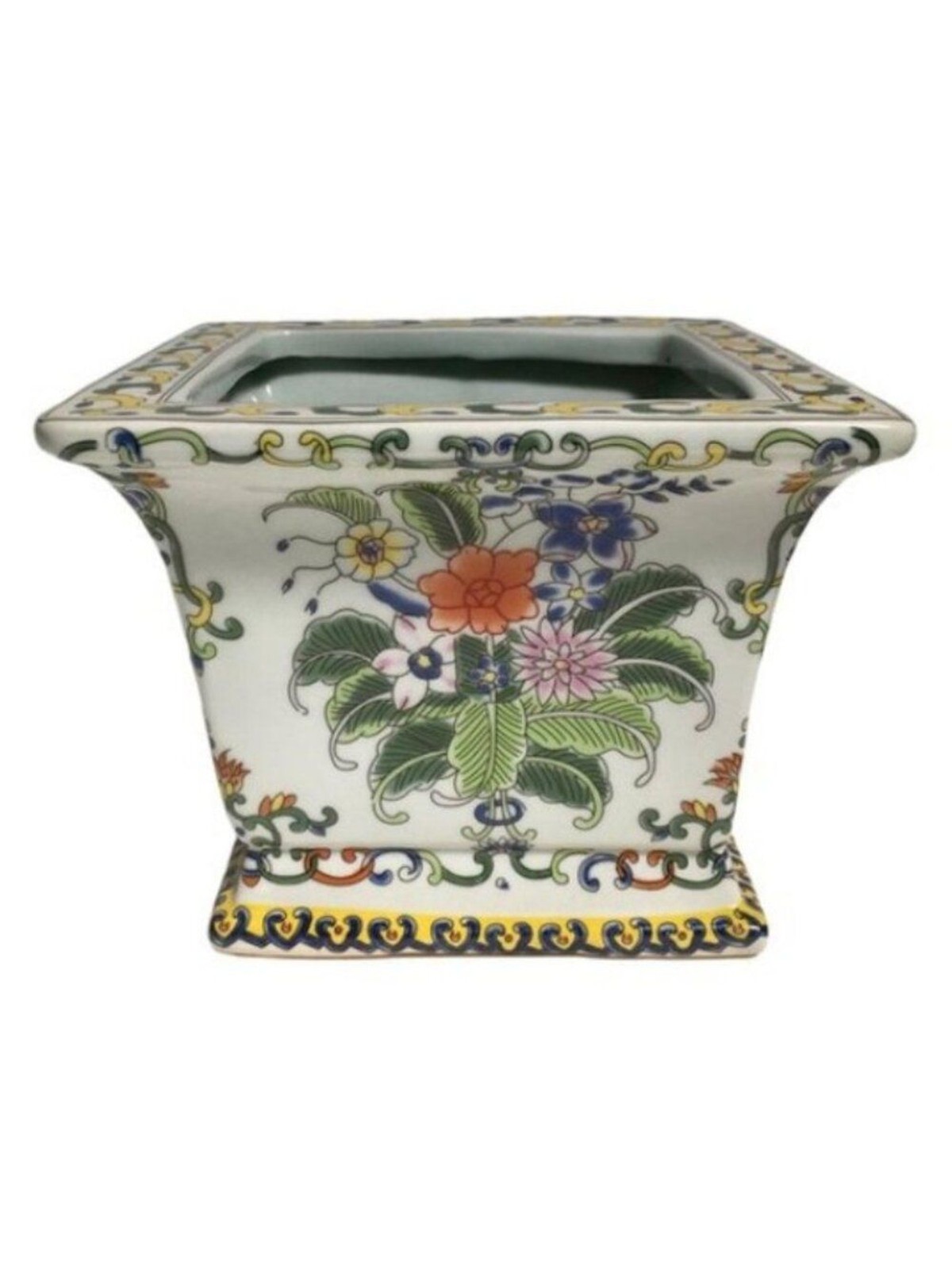 Light Tobacco Leaf Porcelain Planter Cachepot Chinoiserie Style Grandmillenial Light Tobacco Leaf Porcelain Planter Cachepot Chinoiserie Style Grandmillenial