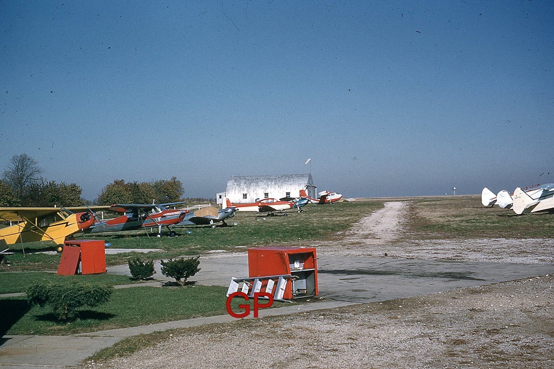 #XX158- za Old 35mm Slide Photo- Small Airport - Red Kodachrome - 1952