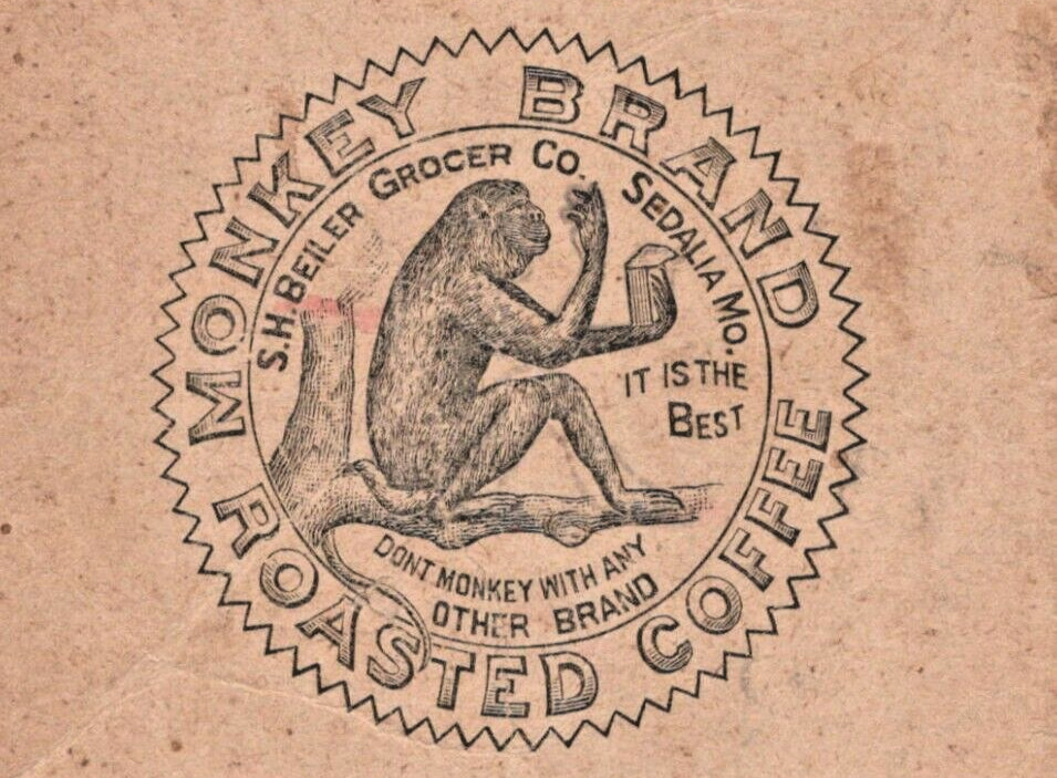 Monkey Brand Roasted Coffee Scarce Antique Trade Card 1870-90s A8A