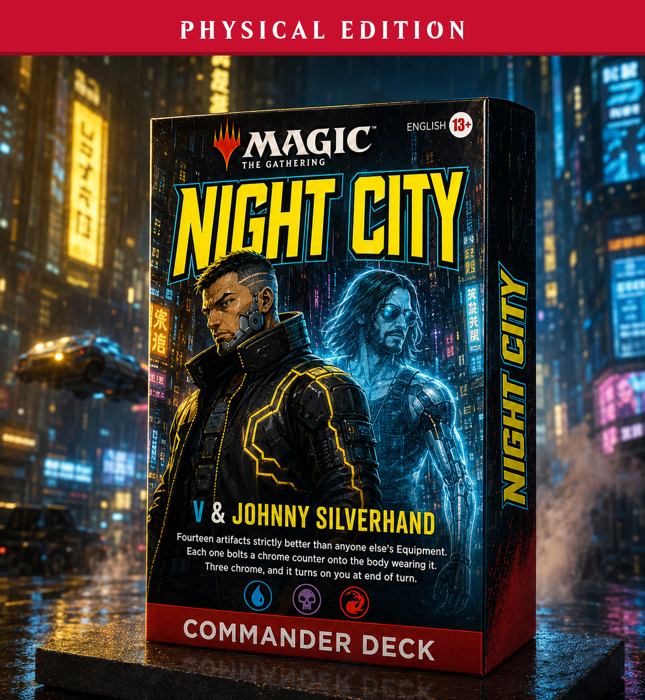 Cyberpunk 2077 - Night City, PRINTED 100 Card Commander Deck, MTG EDH Cyberpunk 2077 - Night City, PRINTED 100 Card Commander Deck, MTG EDH