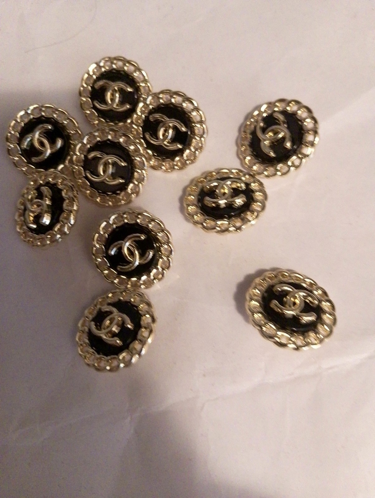 Lot Of ten 20Mm Designer Cc Vintage Button Gold Tone Chanel 10 BUTTONS Lot Of ten 20Mm Designer Cc Vintage Button Gold Tone Chanel 10 BUTTONS