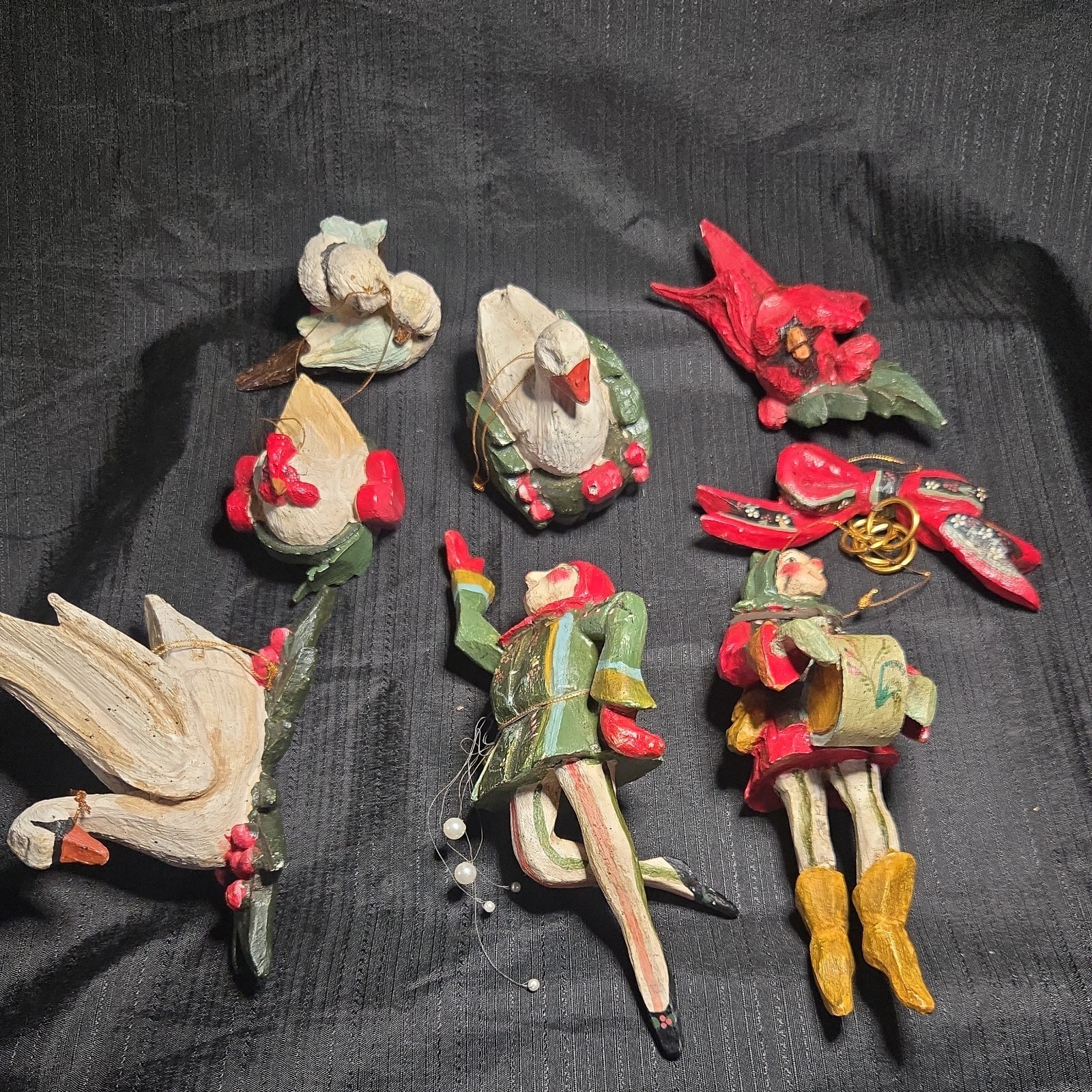 Vtg 1989 House of Hatten 12 Days of Christmas Ornaments Denise Calla Set of 8