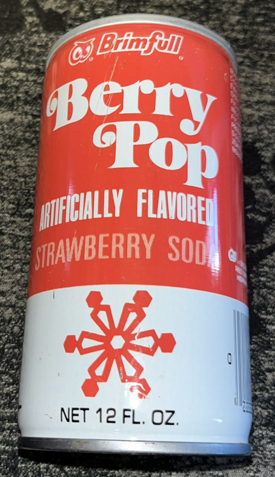 VINTAGE BRIMFULL BERRY POP STRAWBERRY SODA PULL TAB STEEL CAN