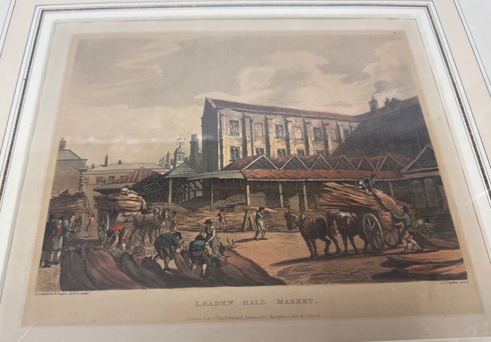 Leaden Hall Market Print - 1809 London UK Thomas Rowlandson Augustus Pugin Leaden Hall Market Print - 1809 London UK Thomas Rowlandson Augustus Pugin