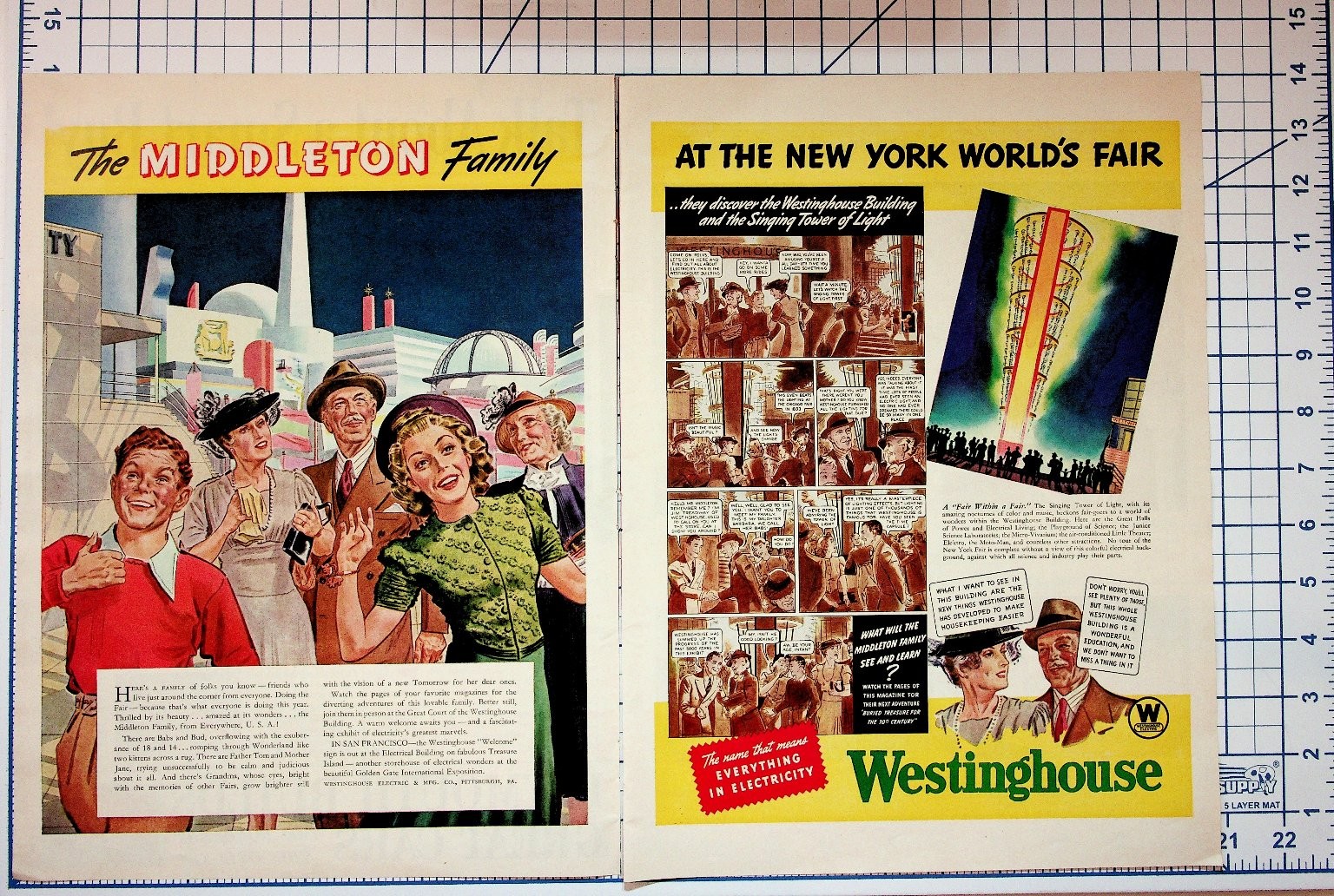 1939-1940 Westinghouse NYC World\'s Fair Middleton Family Magazine Ad 1939-1940 Westinghouse NYC World\'s Fair Middleton Family Magazine Ad