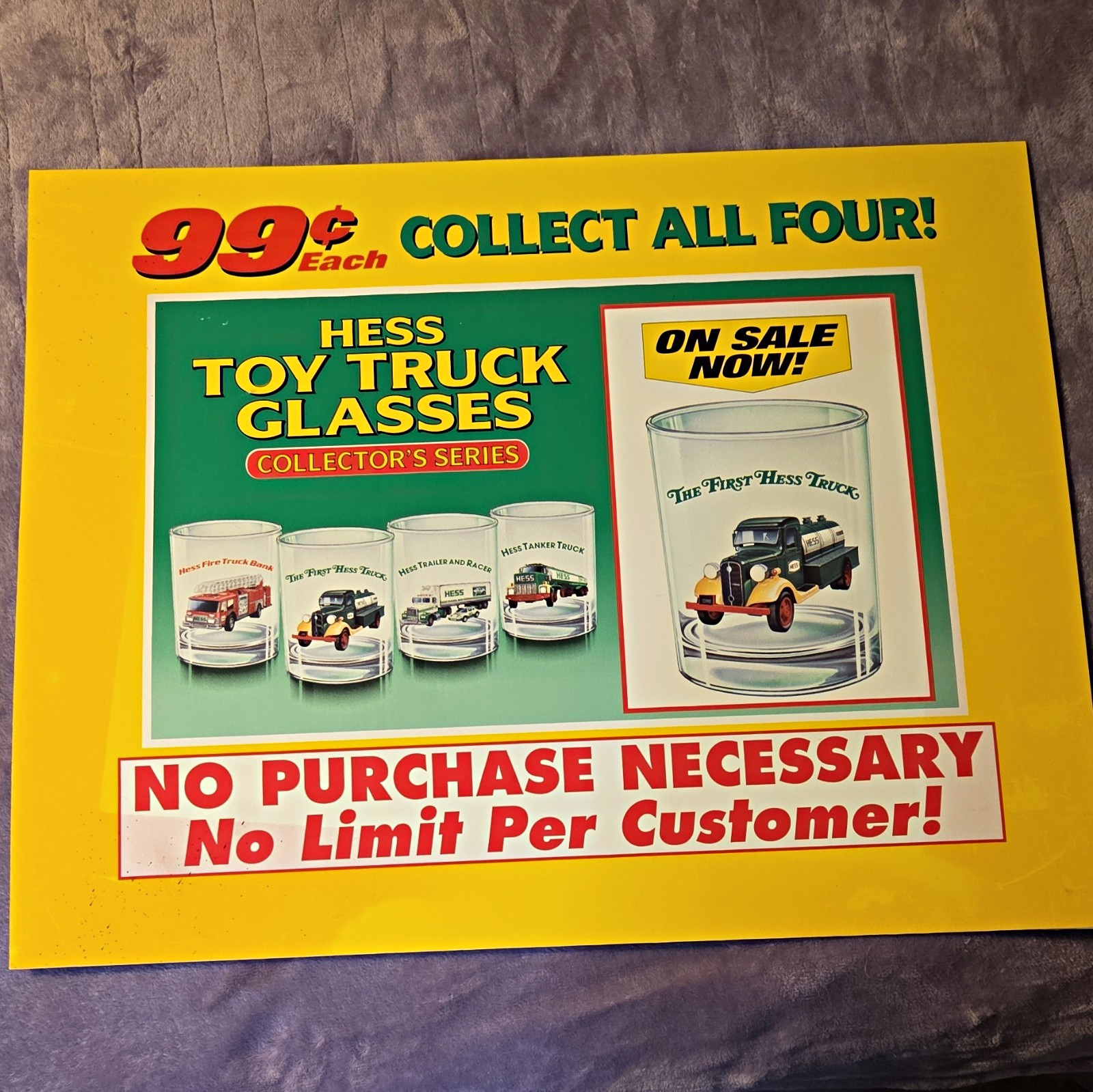 Vintage Metal 18x24 Hess Toy Truck Glasses Collector’s Series Advertising Sign Vintage Metal 18x24 Hess Toy Truck Glasses Collector’s Series Advertising Sign