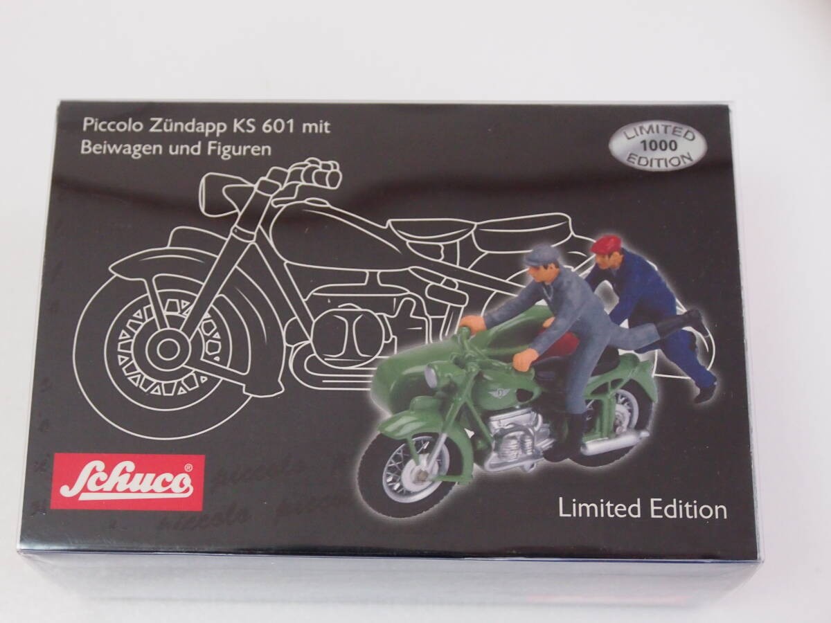 Schuco Piccolo Zundapp KS 601 with Sidecar & Figures 1/43 Limited 14Y+ JAPAN
