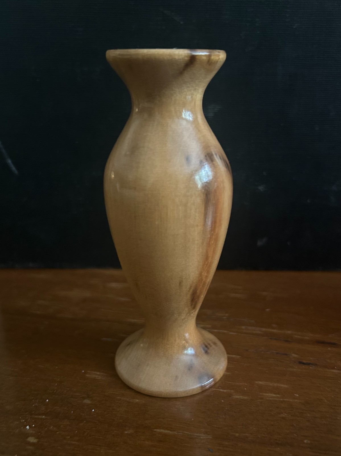 Vintage hand turned Oregon myrtlewood bud vase