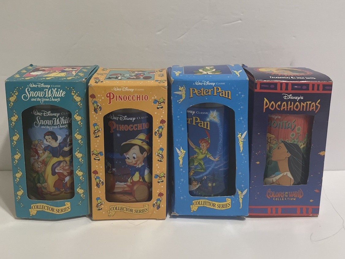 1994 Walt Disney Collector's Series Vintage Plastic Cups Set Of 4