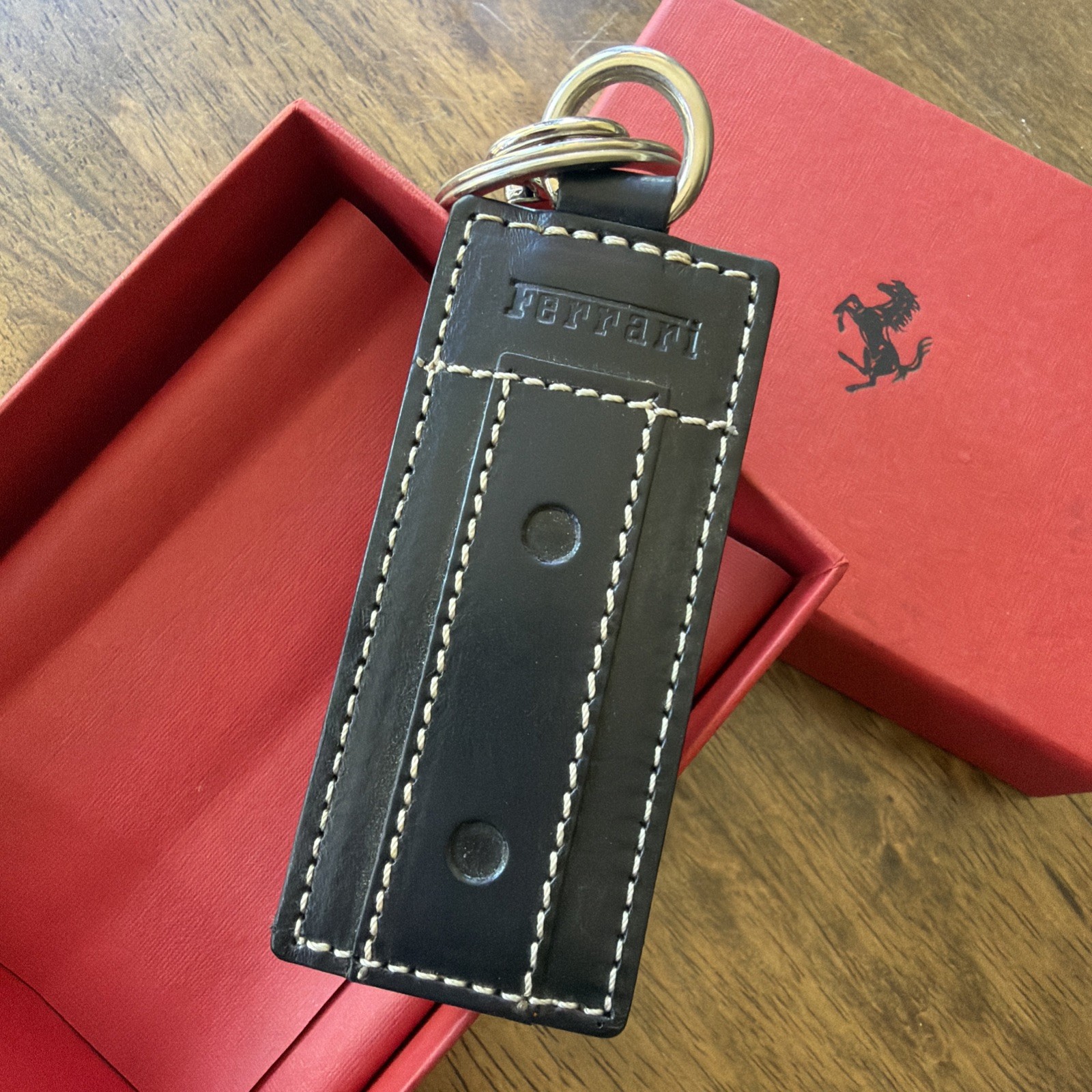 Ferrari Daytona Black Leather Keychain AUTHENTIC