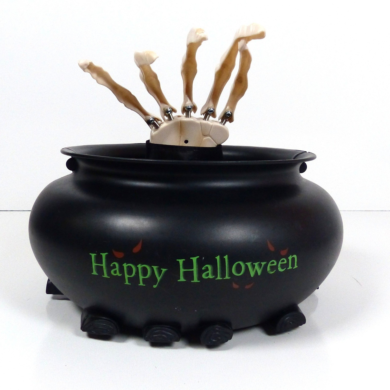 Gemmy Animated Skeleton Hand Cauldron Halloween Candy Bowl Black WORKS SEE VIDEO