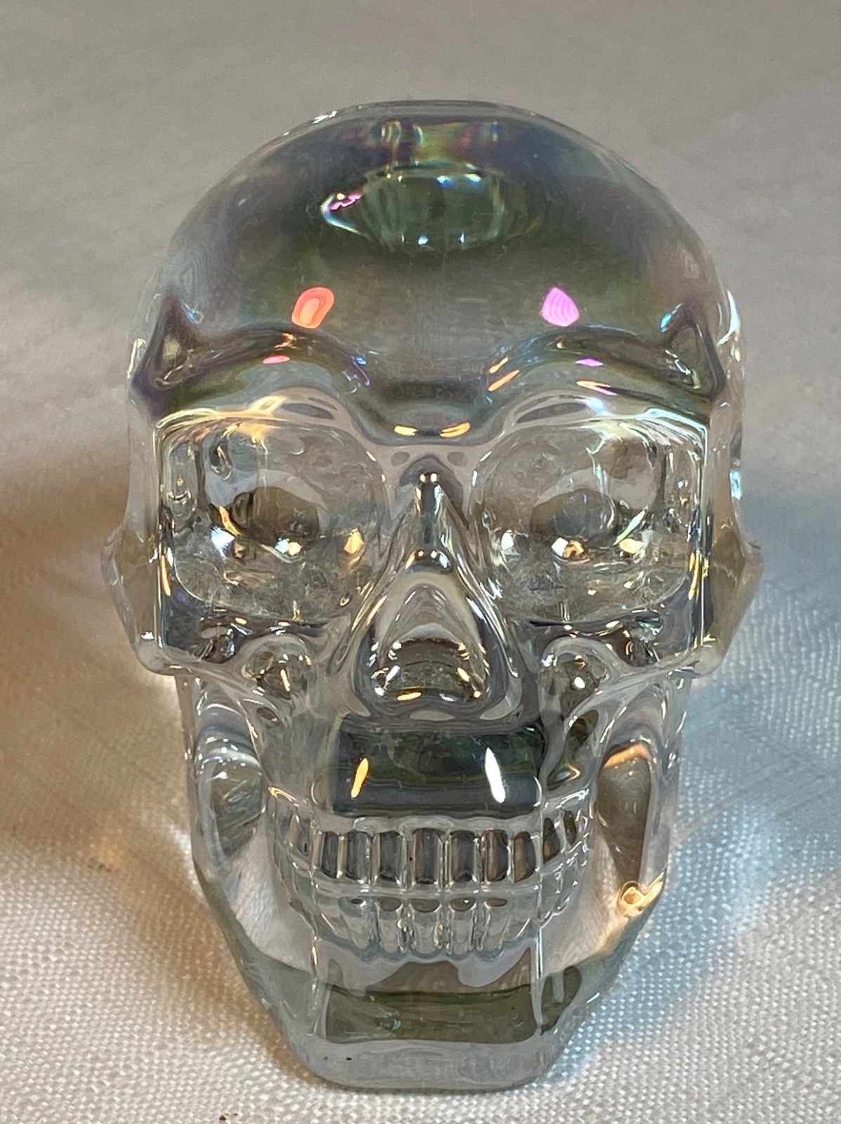 Crystal Skull Head 3'' Glass Skull Statue Art Collectible Sculpture Goth EUC