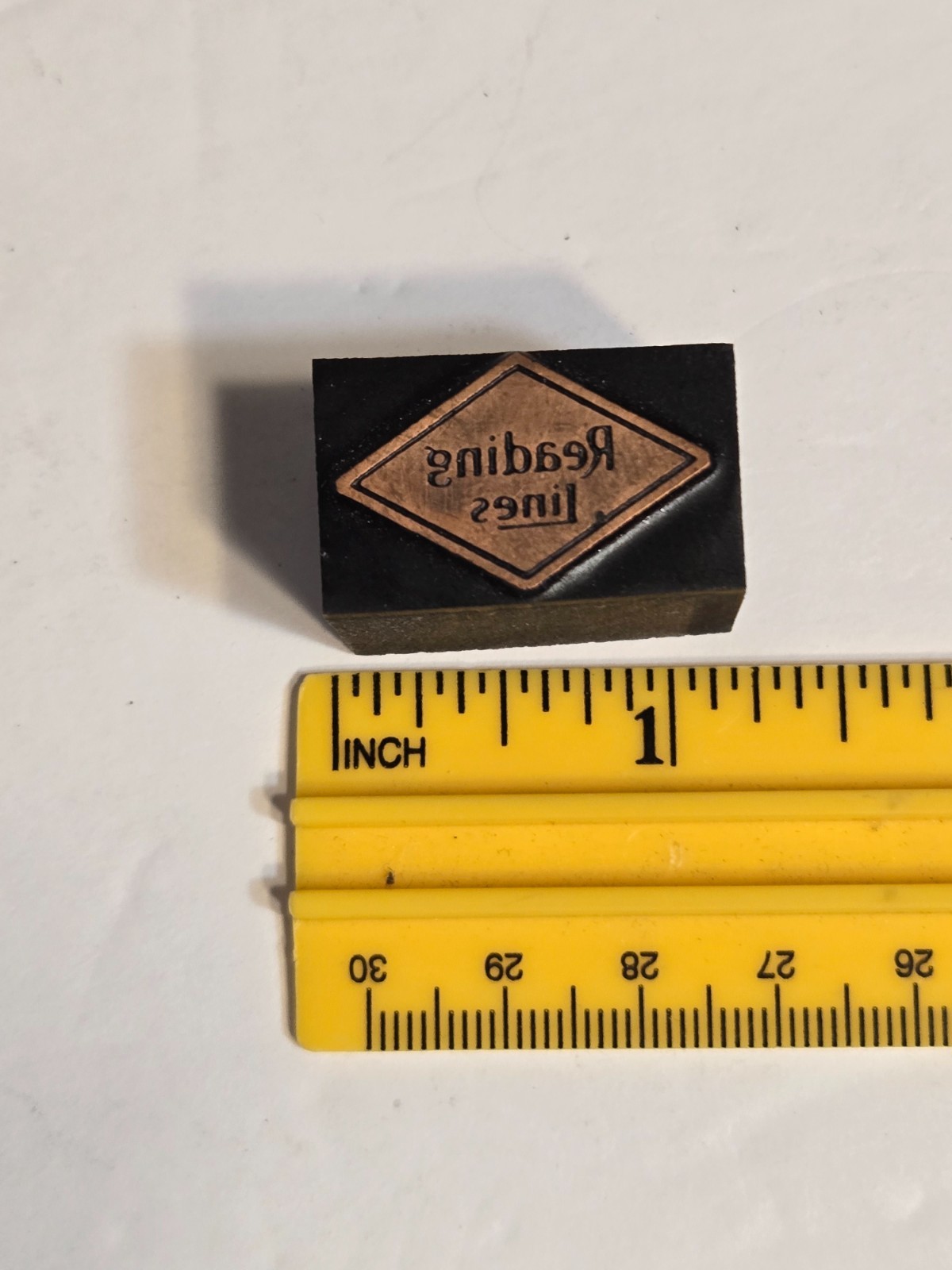 Copper Wood Print Block Reading Lines Railroad 1x1\ Copper Wood Print Block Reading Lines Railroad 1x1\