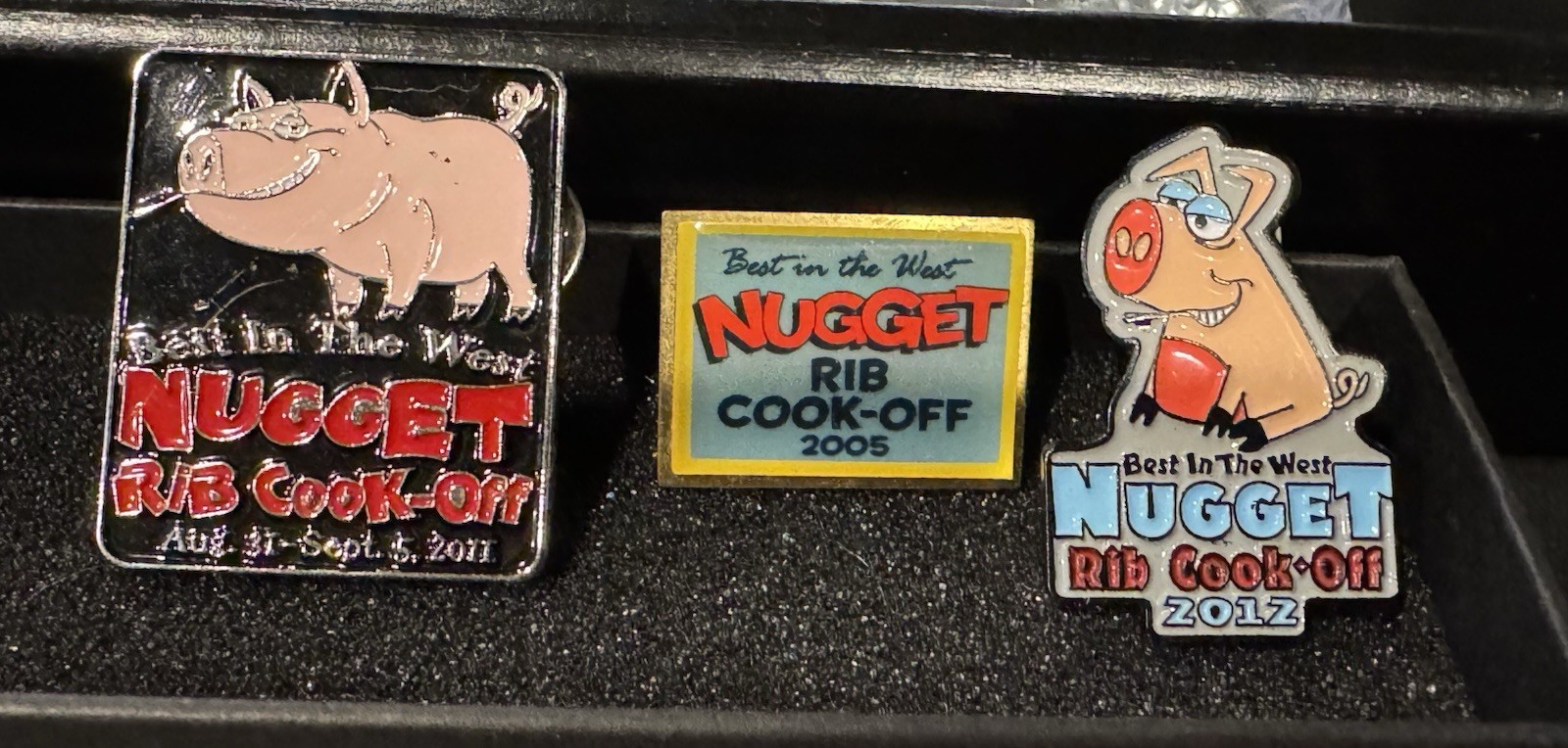 Nugget Rib Cook-Off Pin Lot 3 Best in the West BBQ Pig Pins 2005 2011 2012