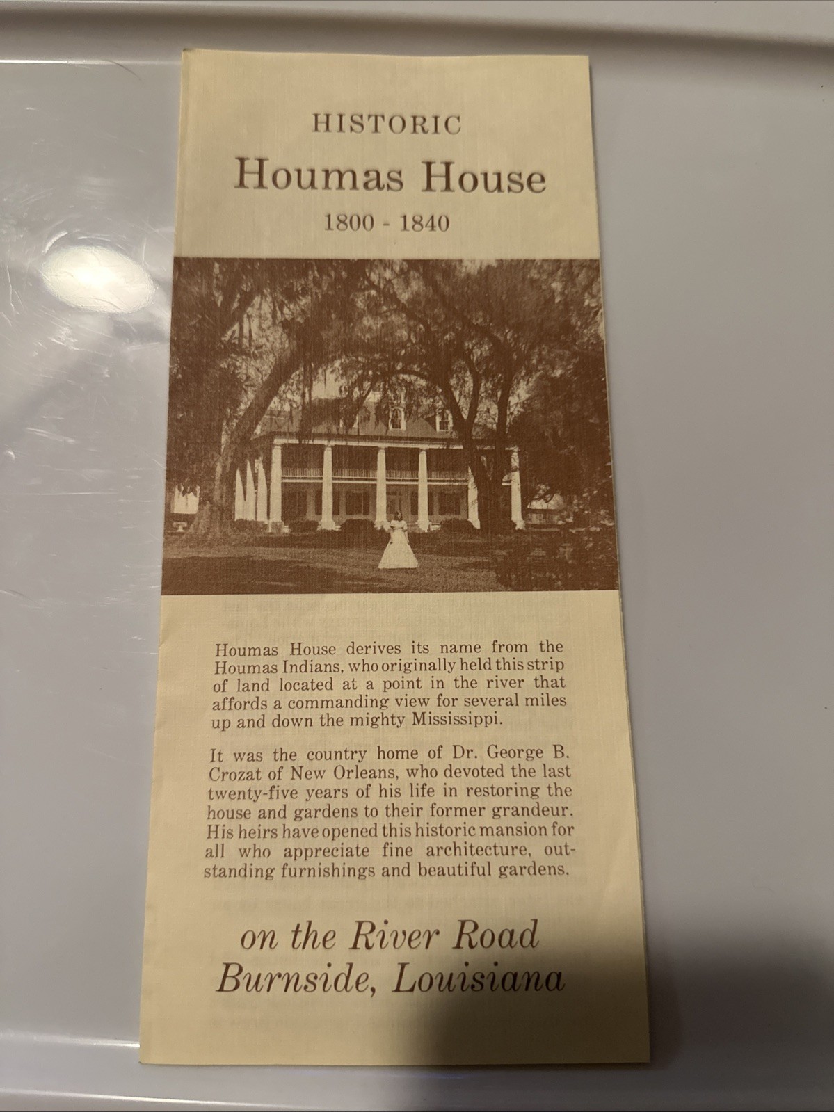 Vintage Travel Brochure Historic Houmas House 1800 1840 Burnside Louisiana 1977