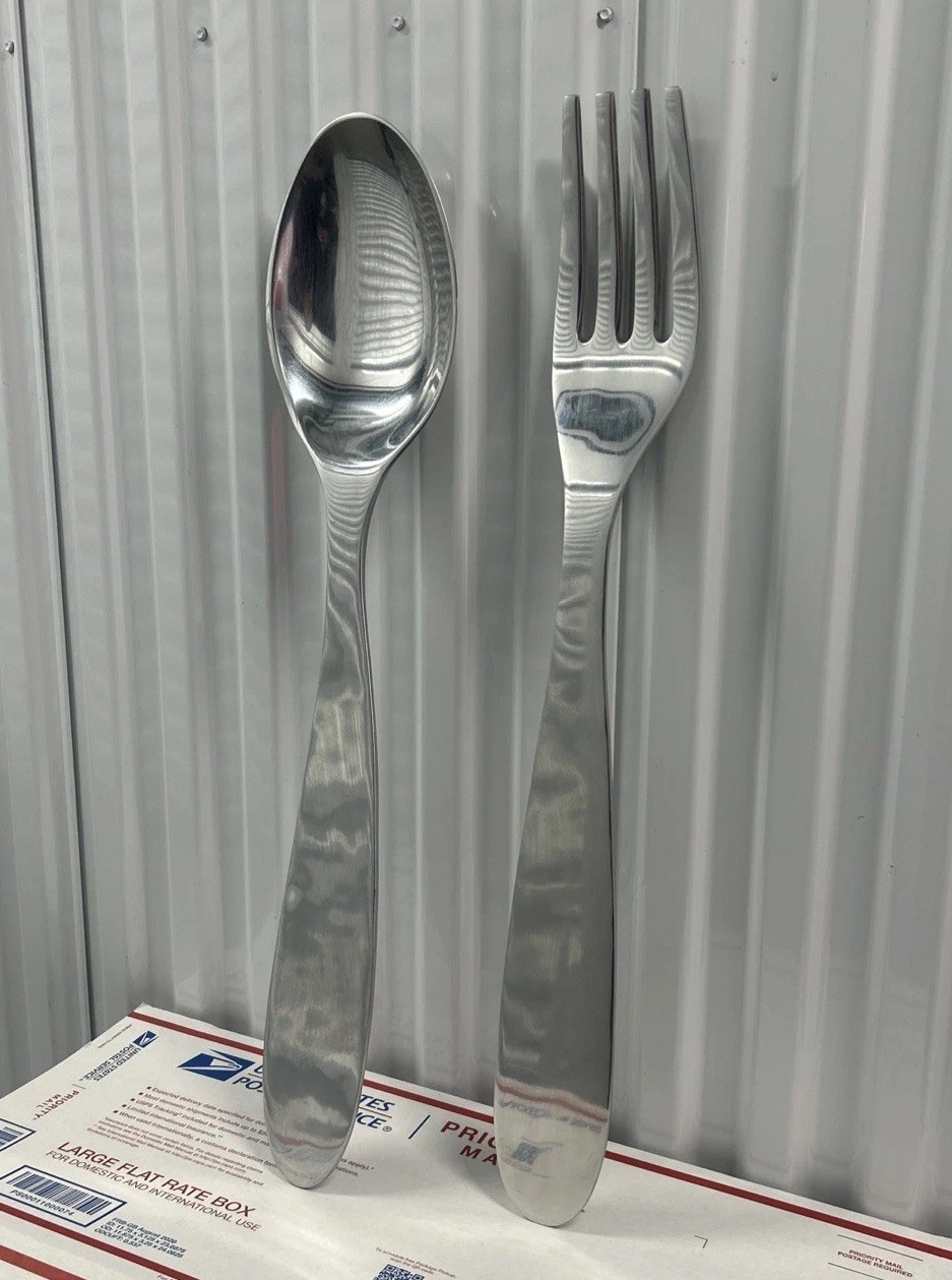 Mcm Pop Art Store Display Restaurant Large Metal Sculptural Spoon & Fork 29.5\