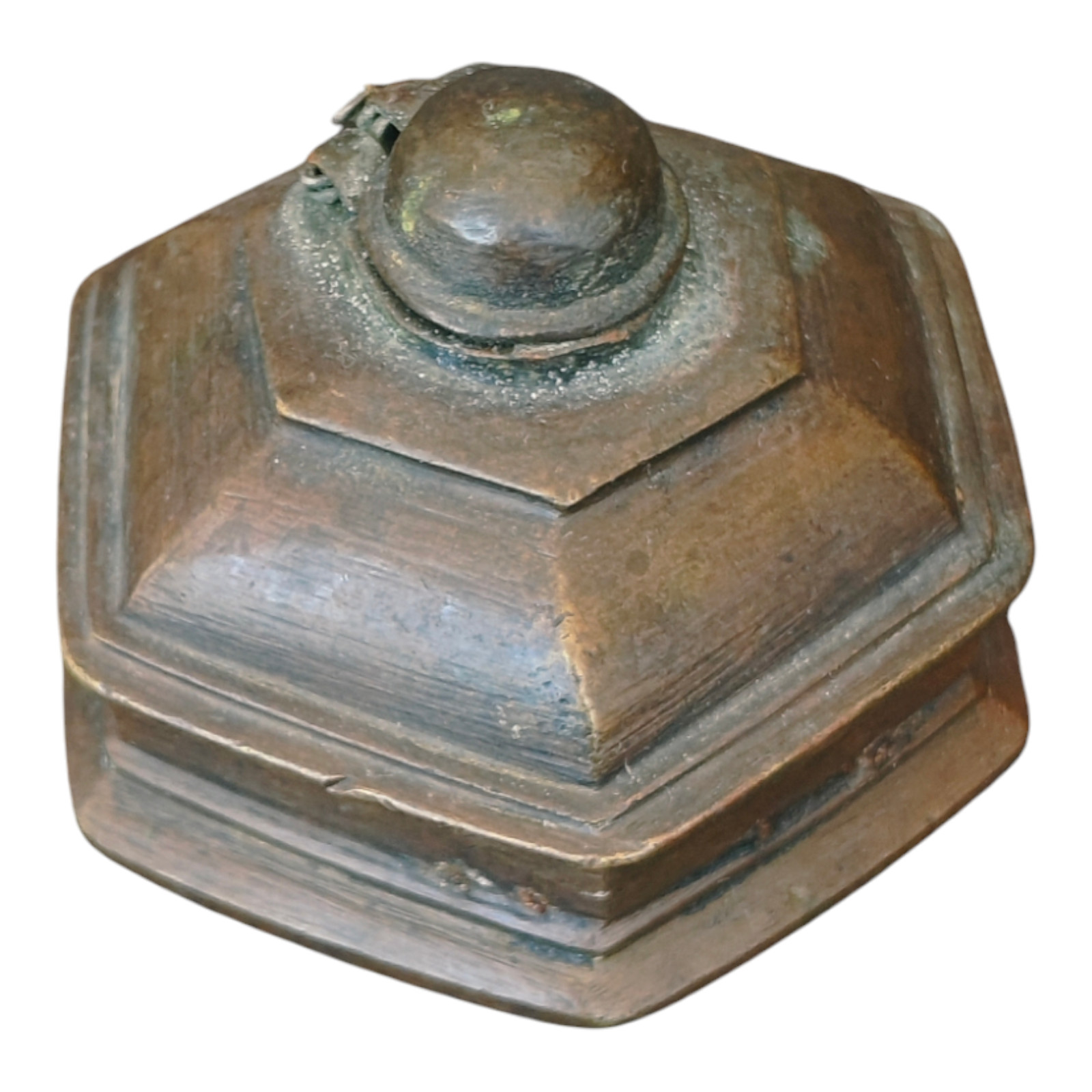 1850's Antique Vintage Handcrafted Brass Unique Shape Inkpot ,  Collectible