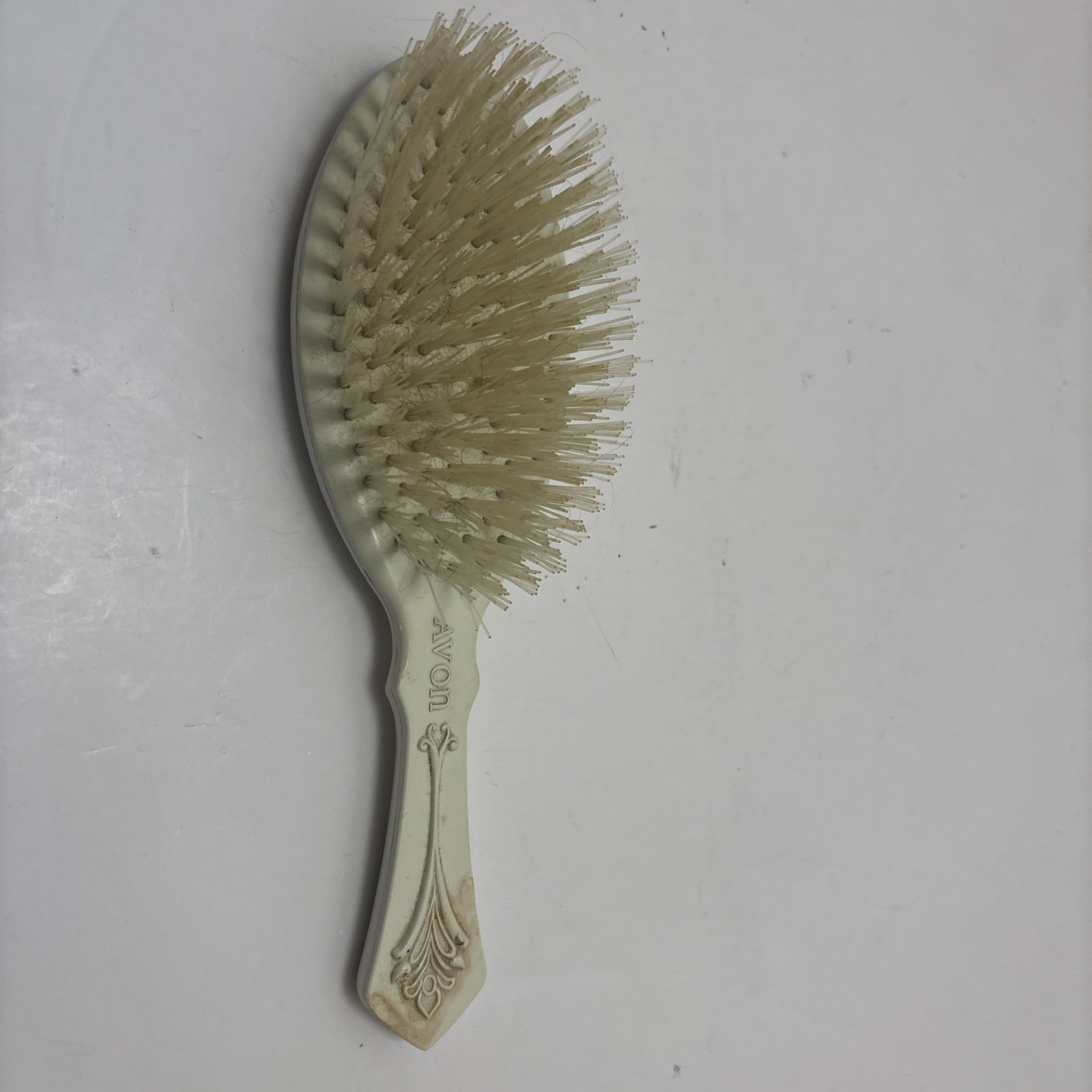 Vintage AVON Hair Brush 70s Nylon Bristles Past and Present Scrollwork