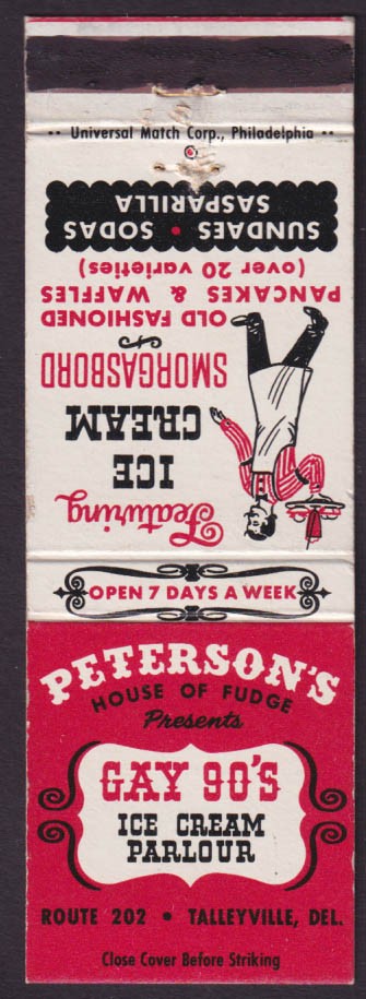 Peterson\'s Gay 90s Ice Cream Parlour Route 202 Talleyville DE matchcover