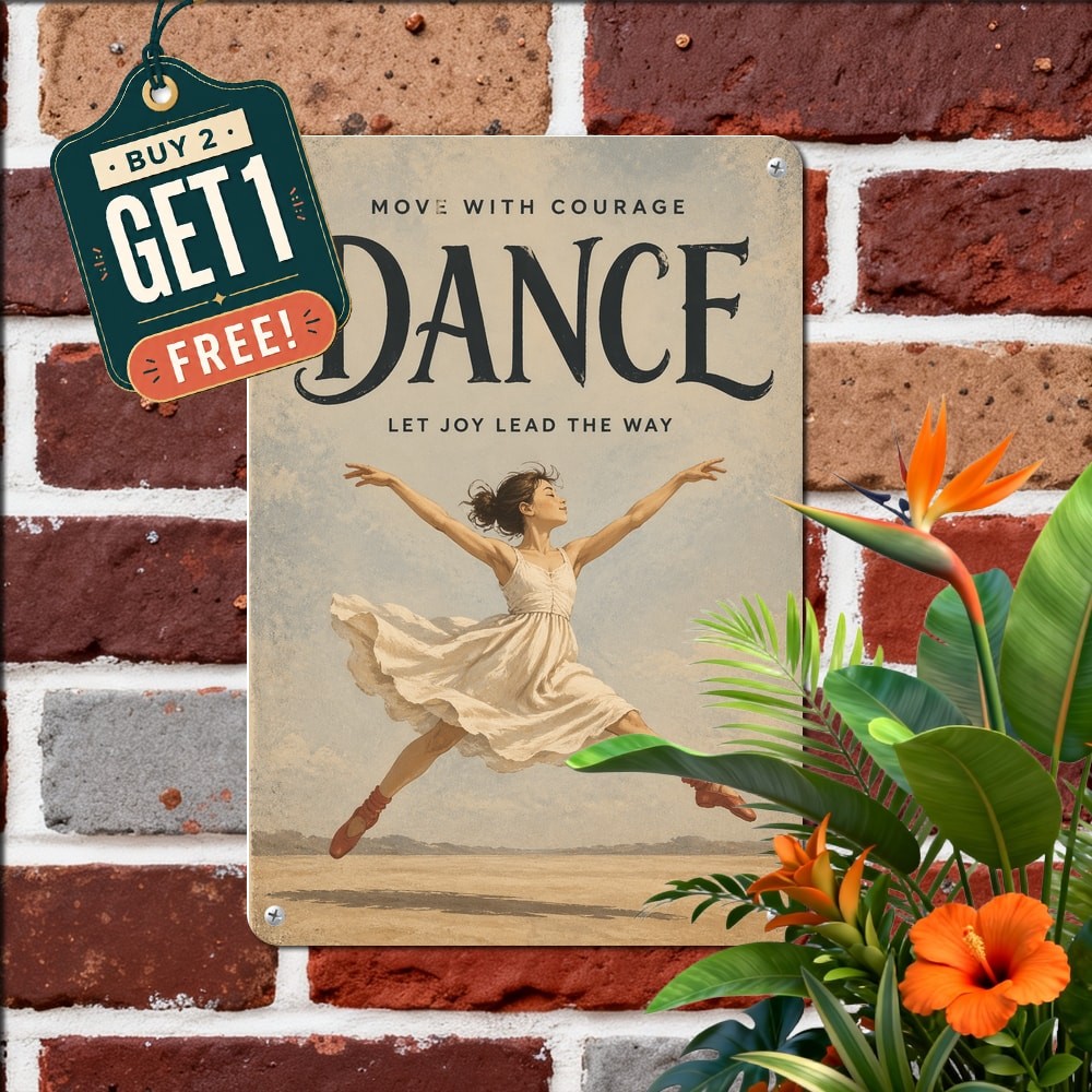 Dance Inspirational Quote Little Girl Ballerina Art Poster Metal Sign