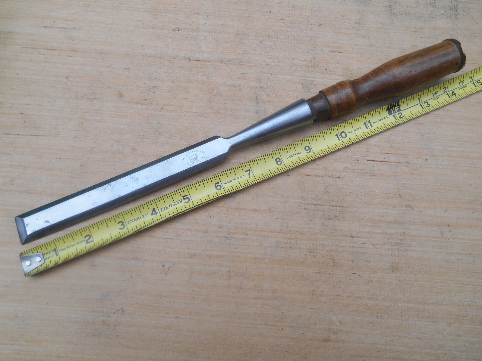 Vintage 7/8” Bevel Socket Chisel James Swan Timber Framing Woodwork Cast Steel