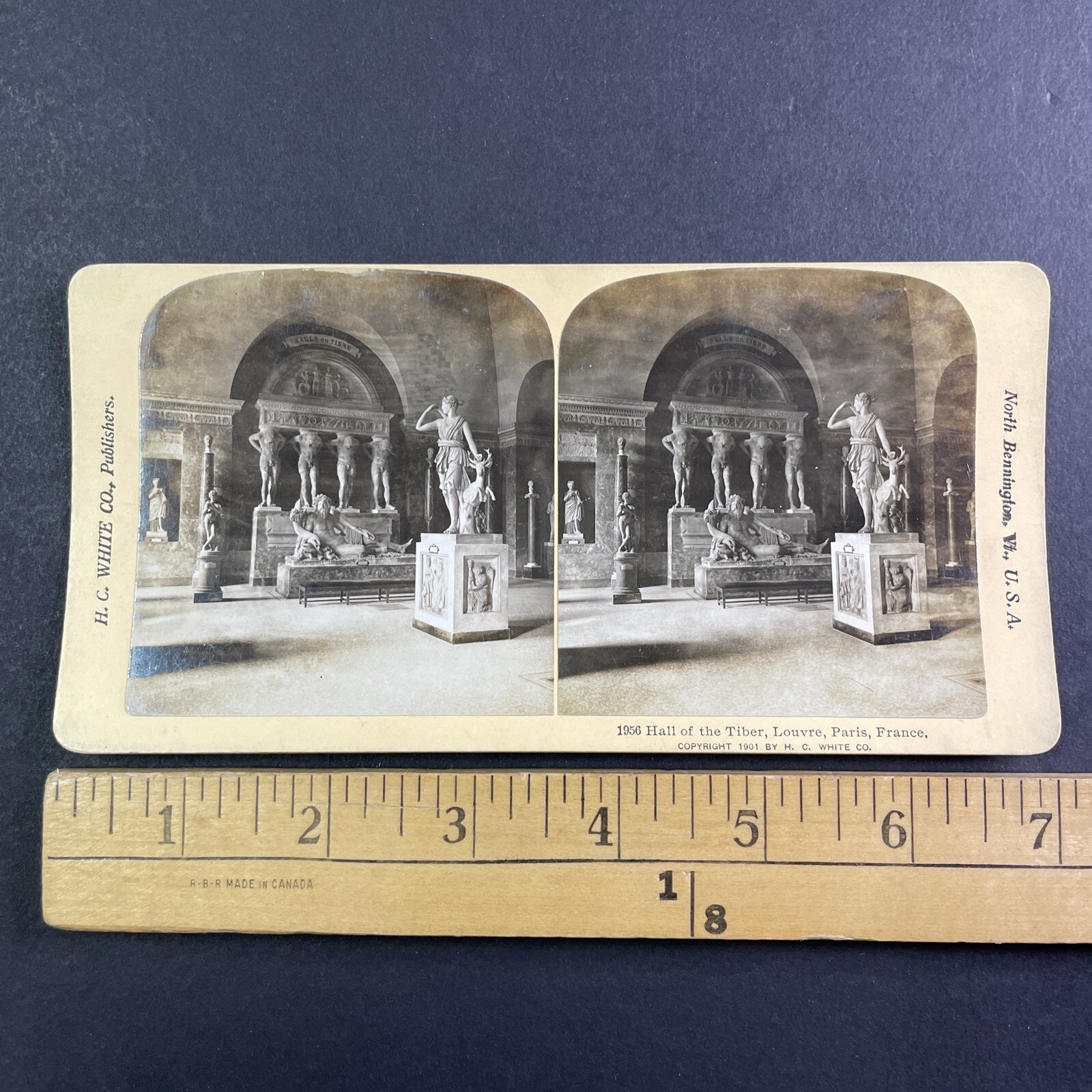 Hall of Tiber Louvre Paris France Stereoview H.C. White Co. 1901 Curved Mount