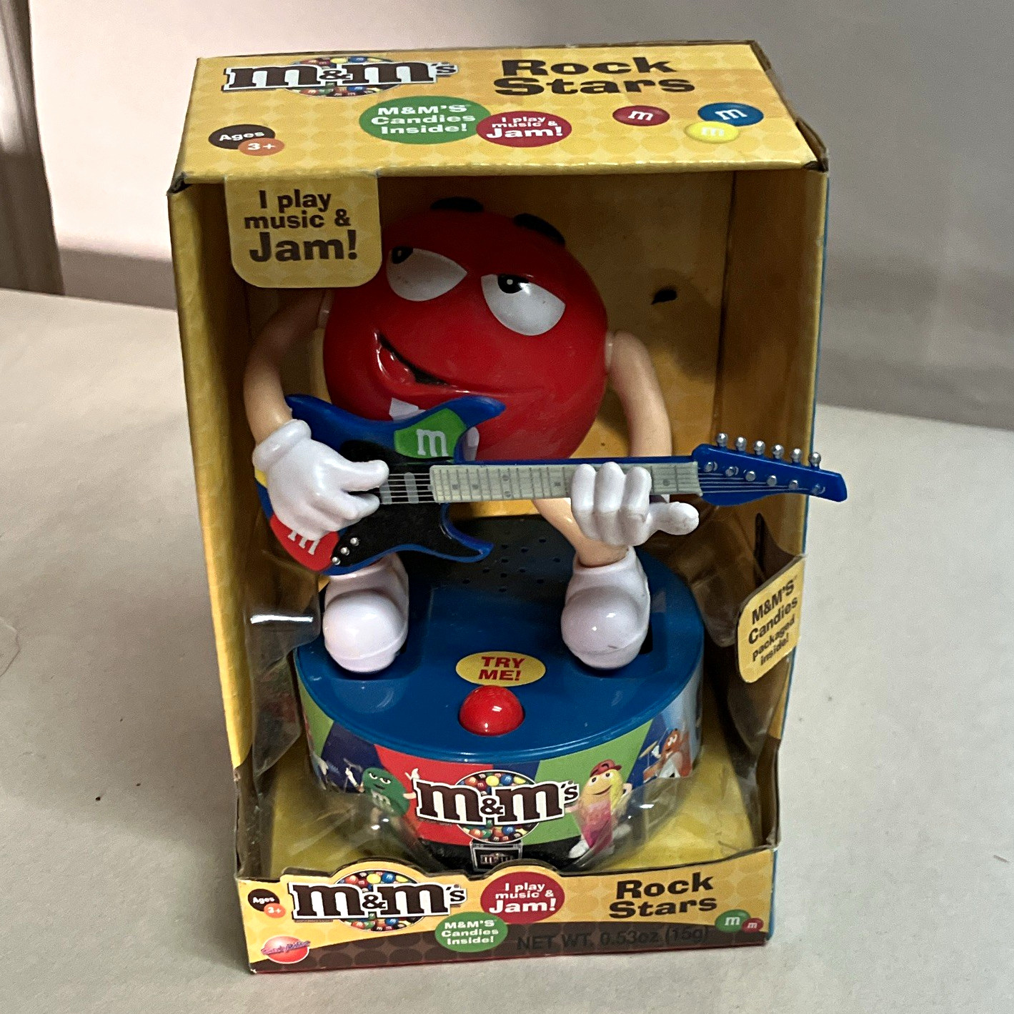 M&M\'s Rock Stars Red Character Candy Dispenser Figure w/ Box, Multicolor