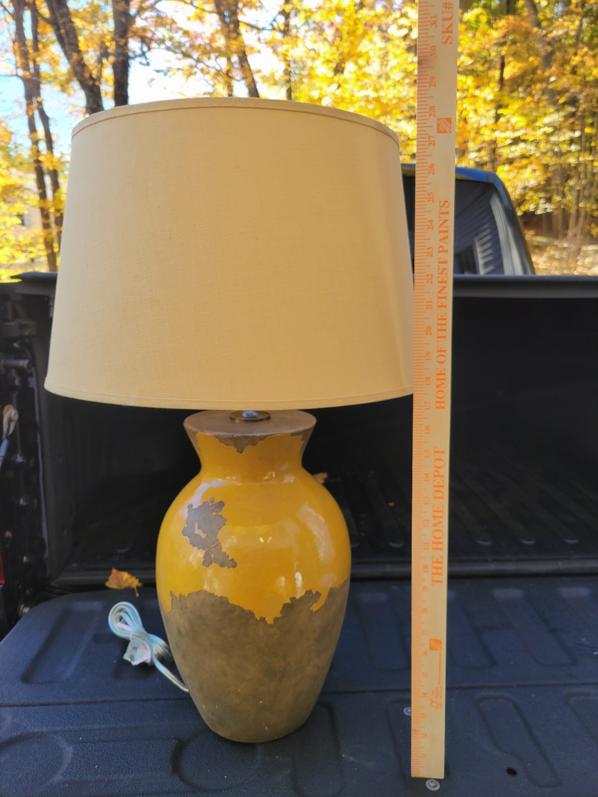 XLarge Antique French Terracotta Confit Lamp 27” W/ 14\