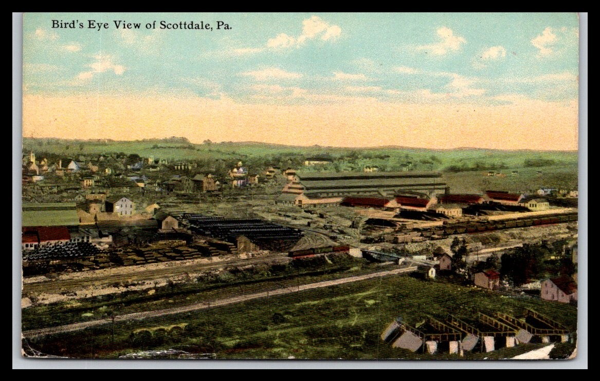 Bird\'s Eye View of Scottdale, Pa. - Old Postcard G06