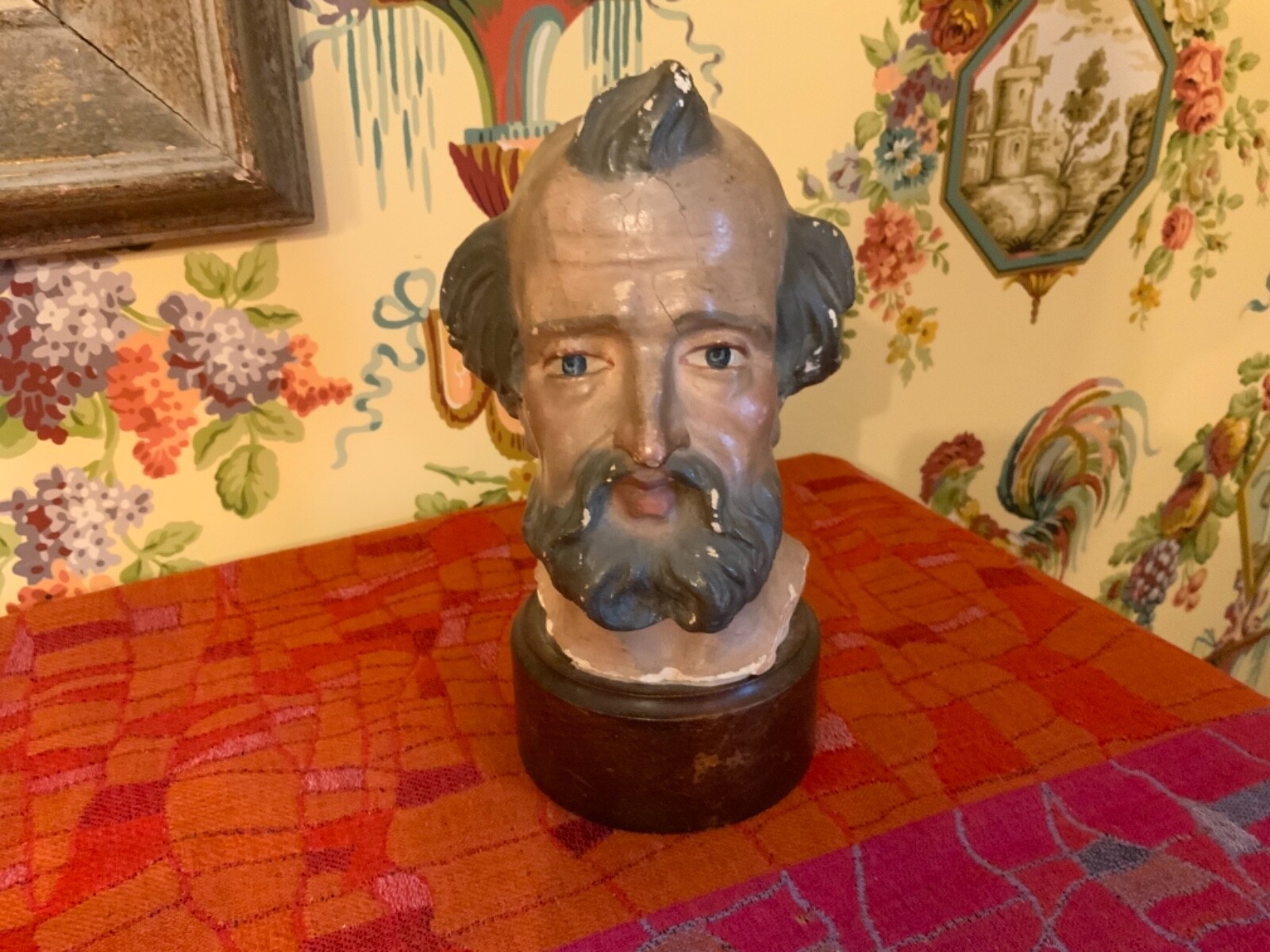 English Chalkware Bust of John the Baptist Circa 1890-1900