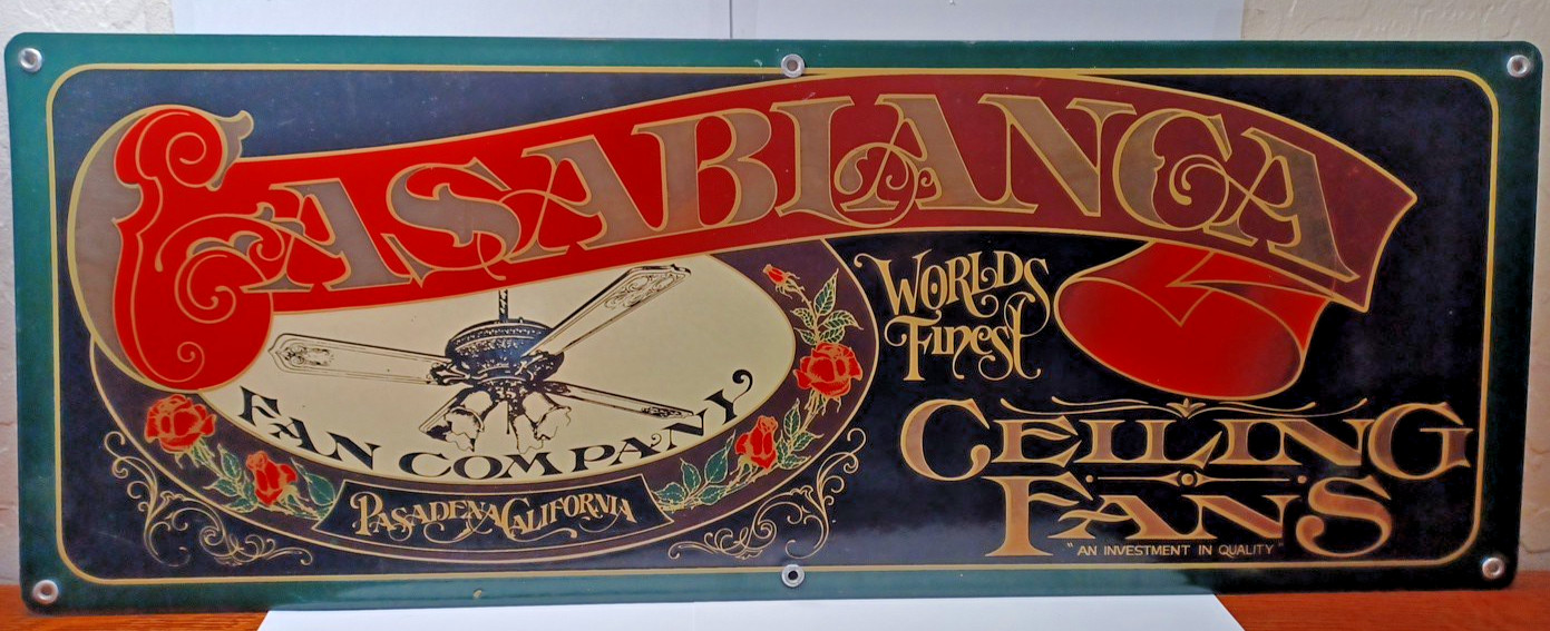 Casablanca World\'s Finest Ceiling Fan Heavy Metal Sign 24” X 9” Nice RRGS2